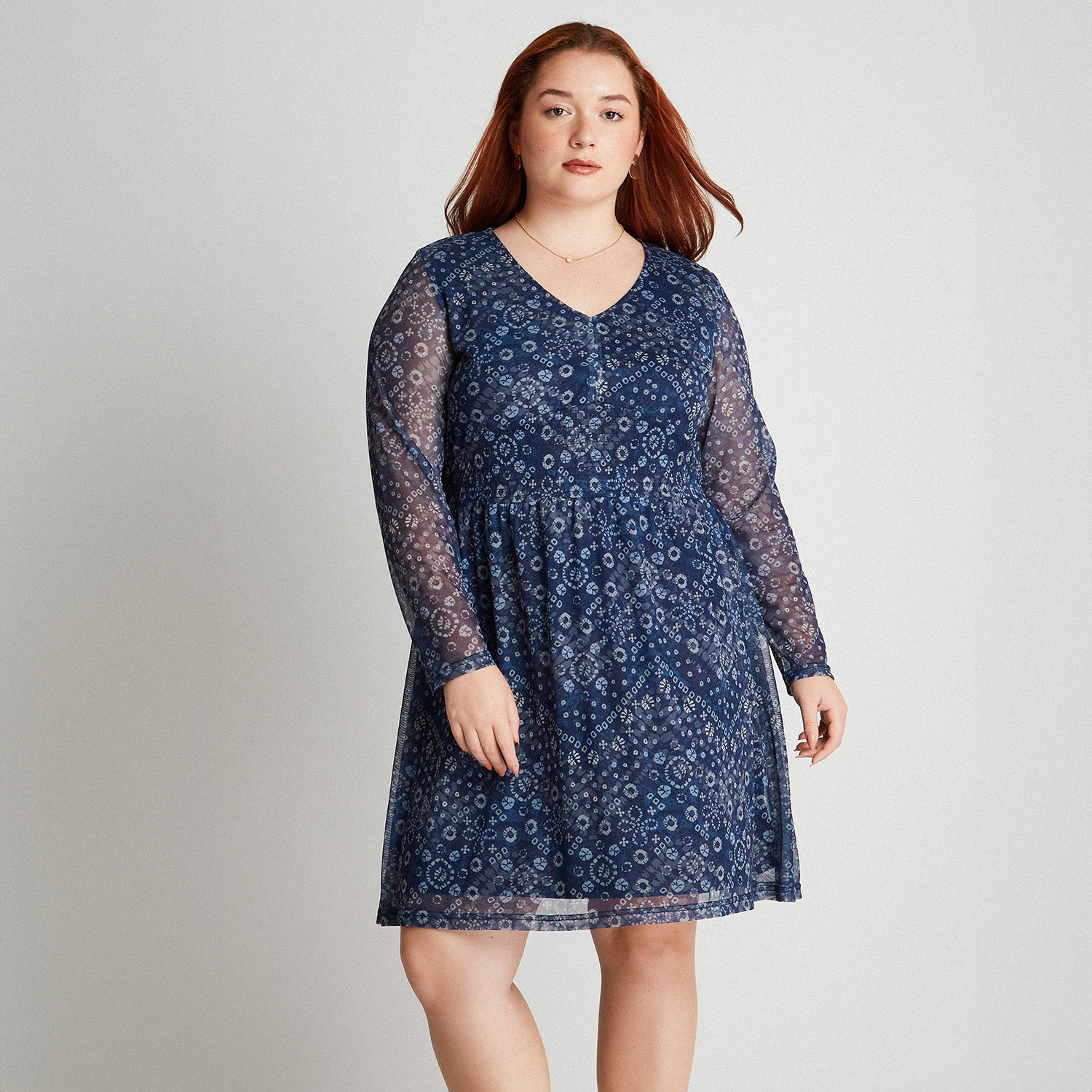 Vestido Midi Manga Larga Azul