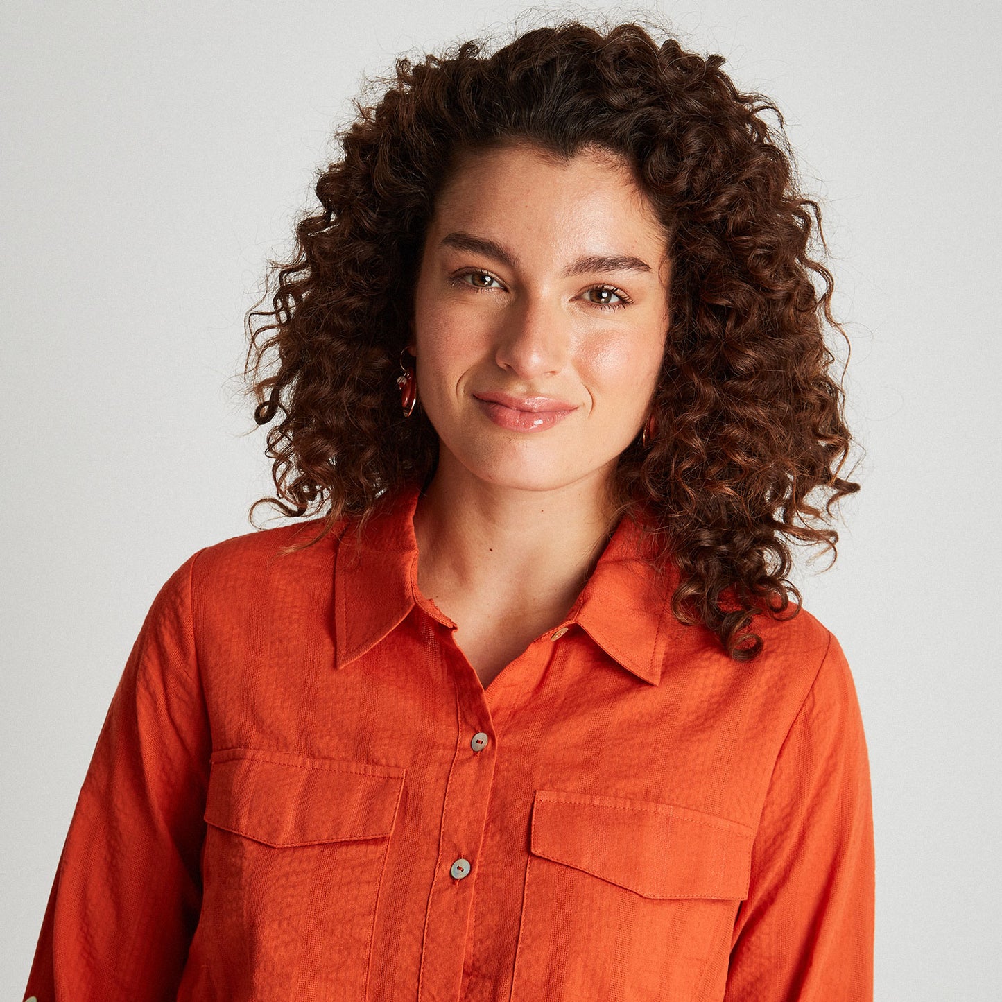 Blusa Manga roll Up Naranja