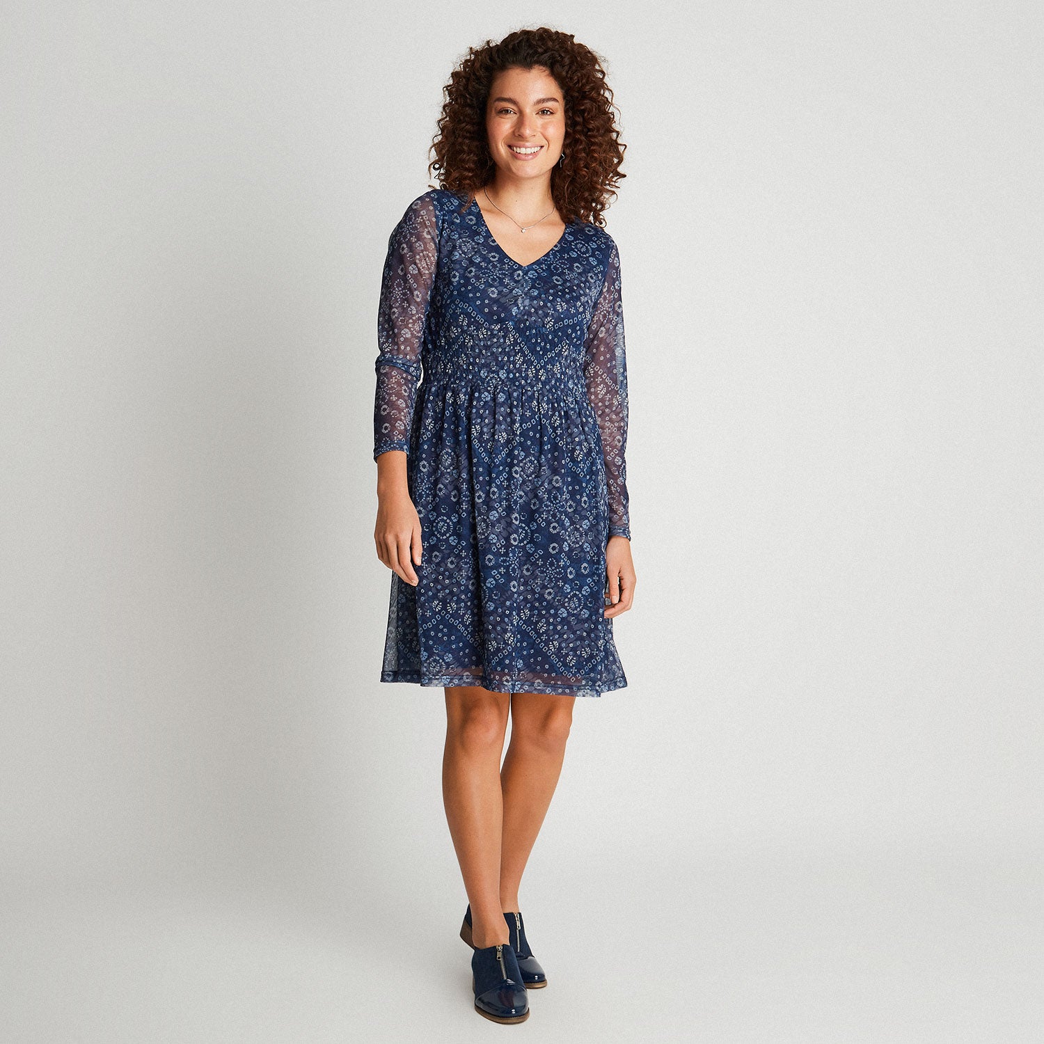 Vestido Midi Manga Larga Azul