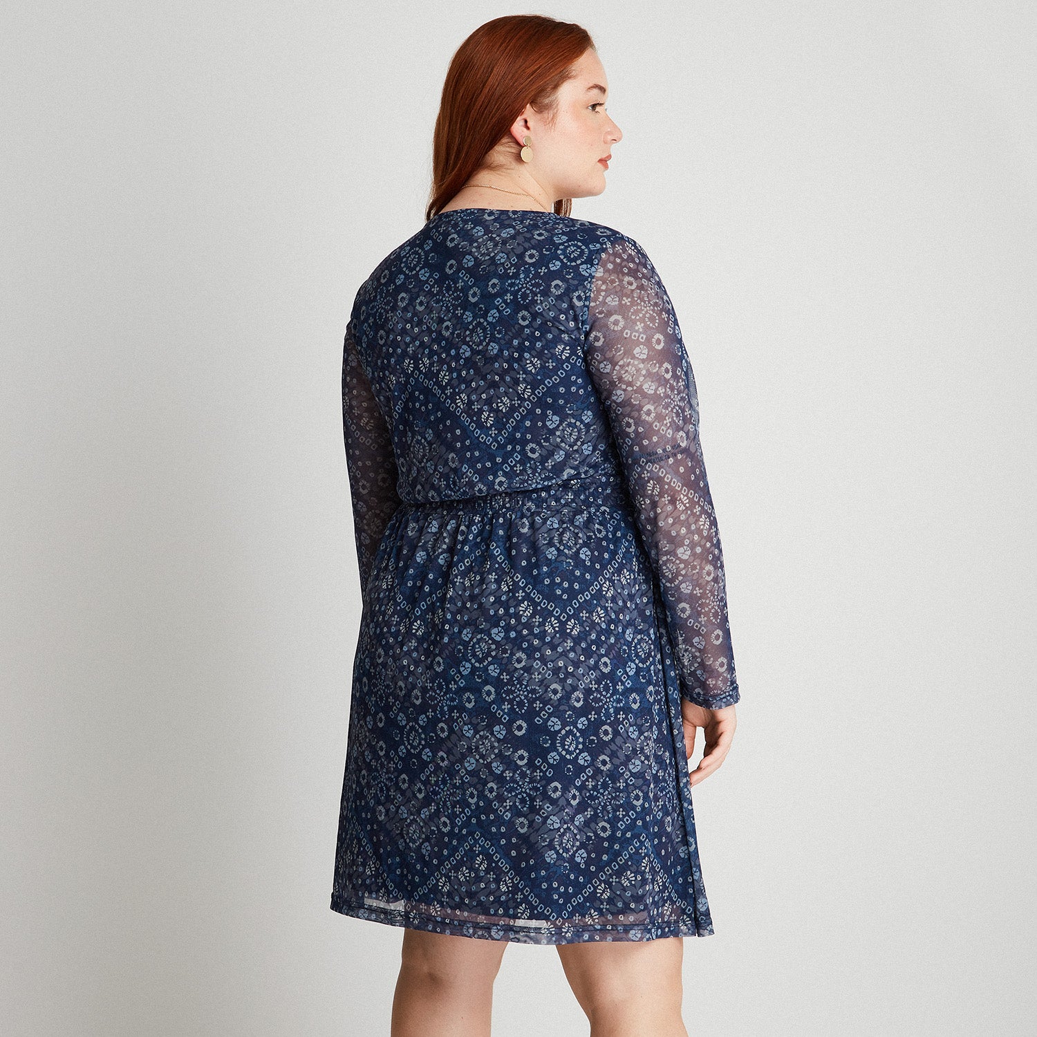 Vestido Midi Manga Larga Azul