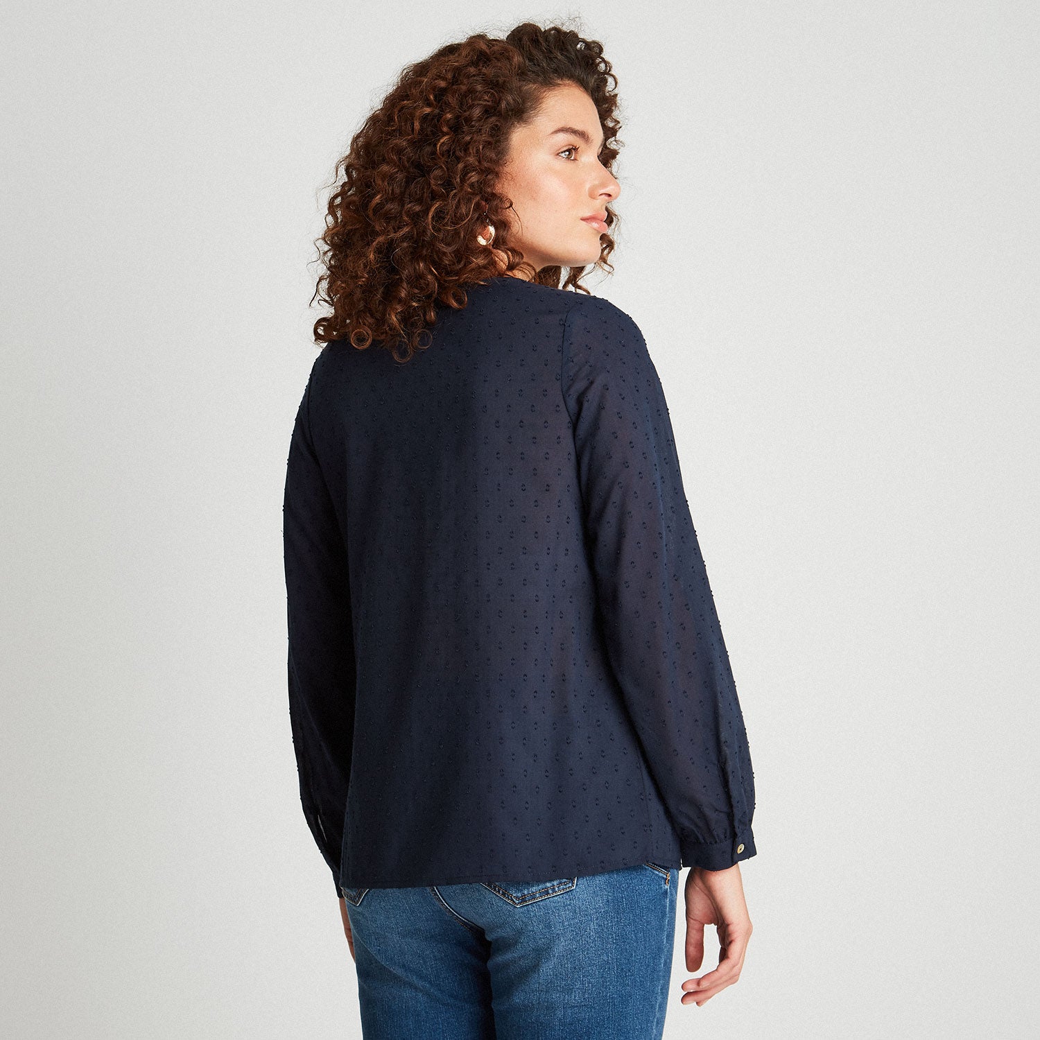 Blusa Plumeti Cuello En V Azul