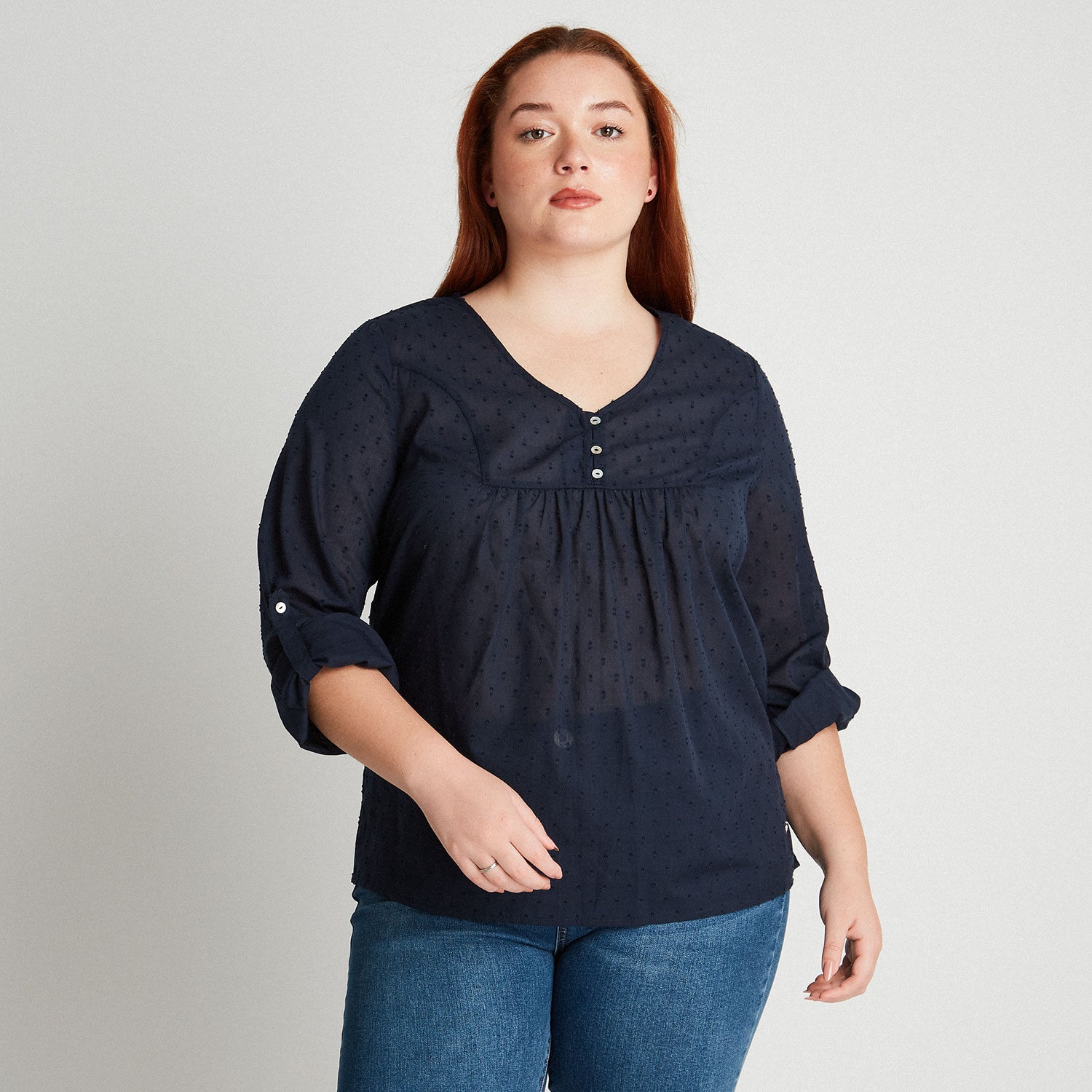 Blusa Plumeti Cuello En V Azul