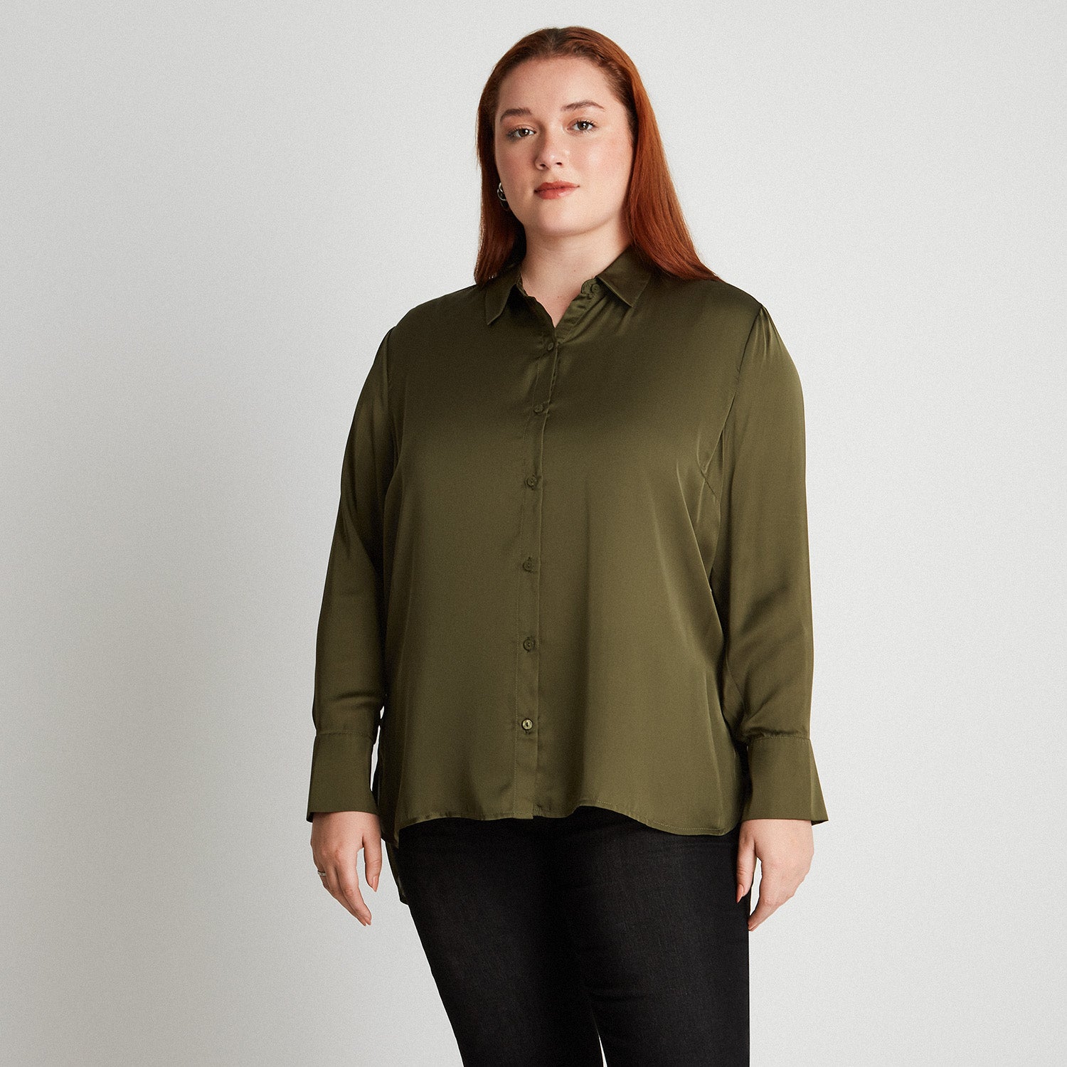 Blusa Manga Larga De Satín Verde