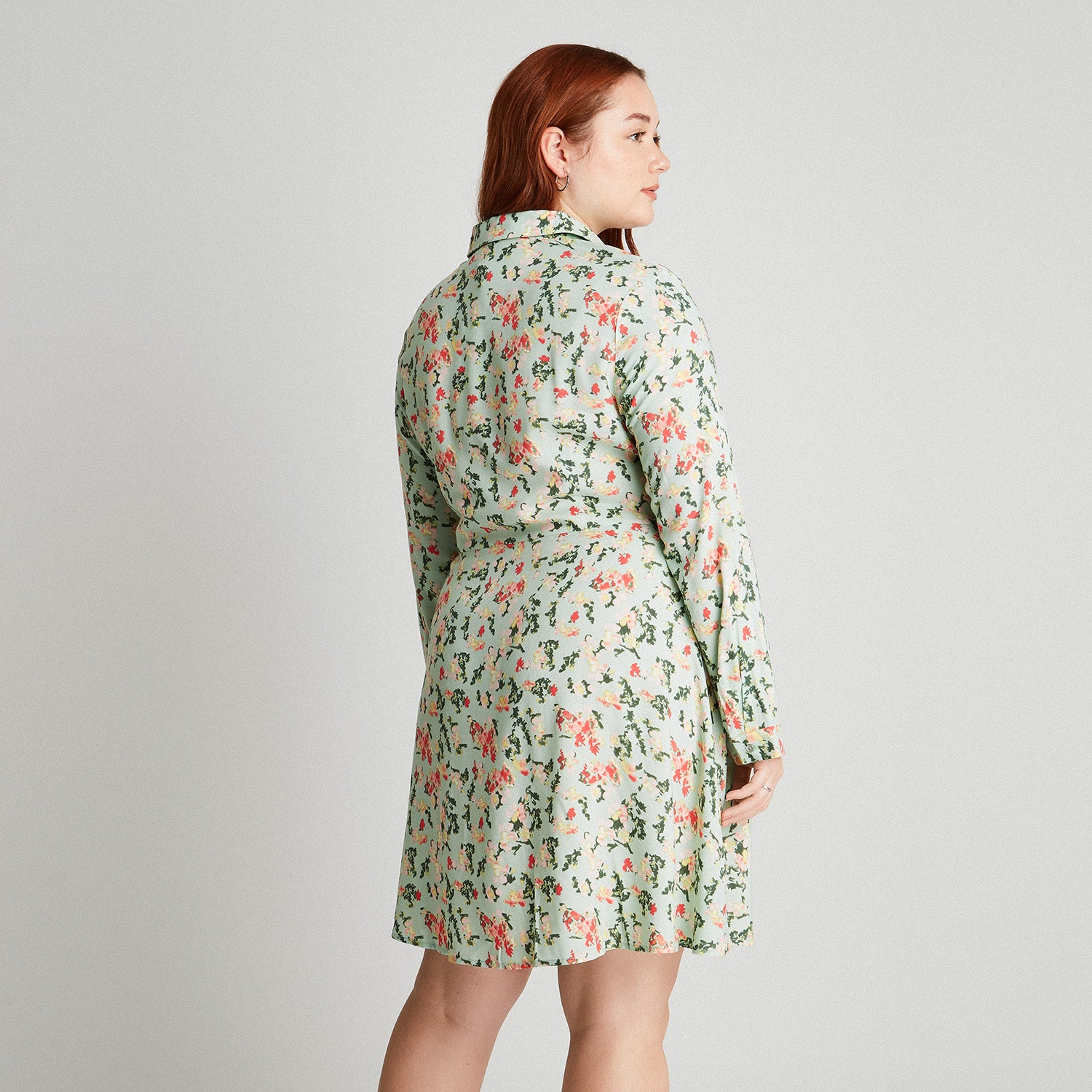 Vestido Tipo Bluson Manga Larga Con Bontones Menta