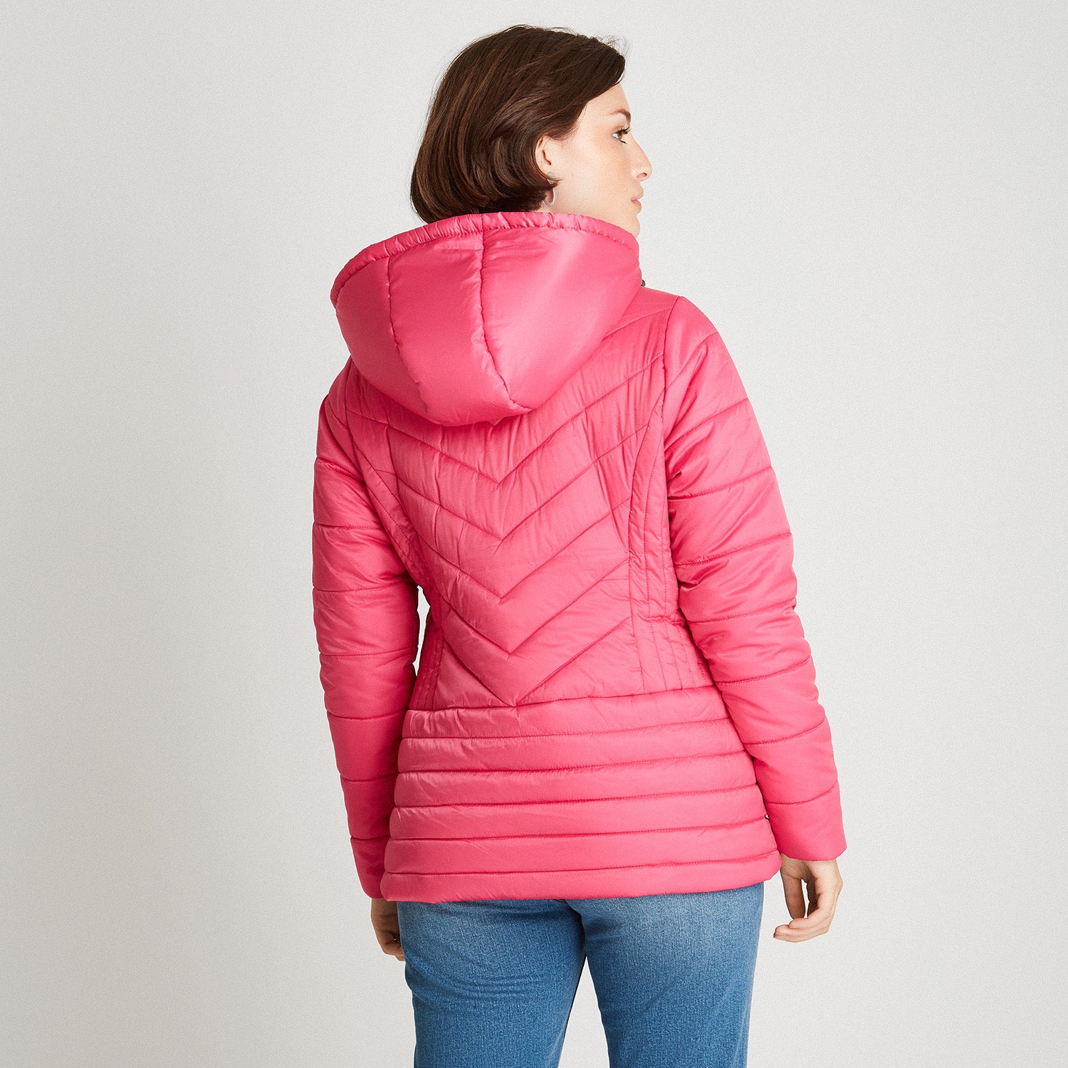 Parka Corta Con Gorro Desmontable Fucsia