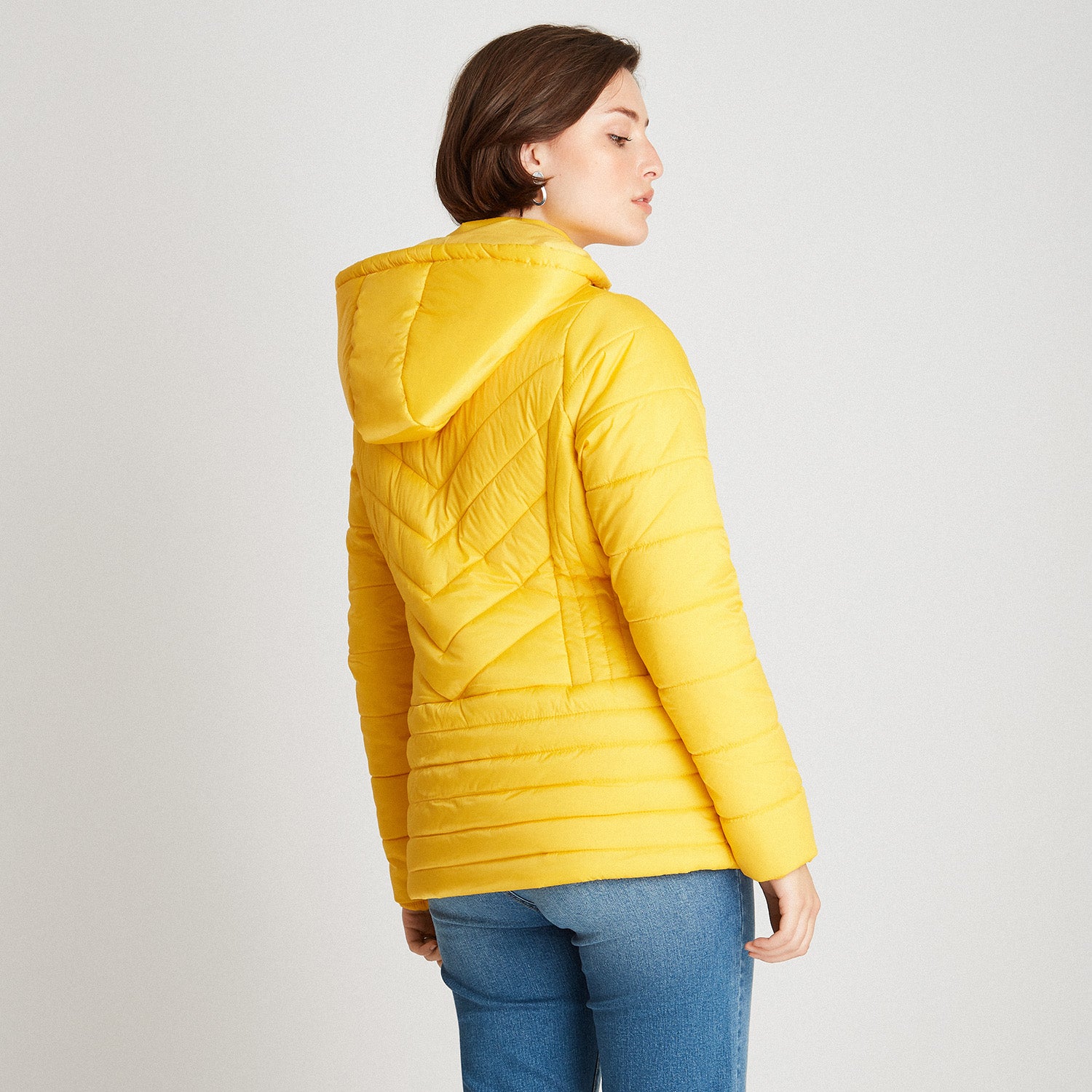 Parka Corta Con Gorro Desmontable Mostaza