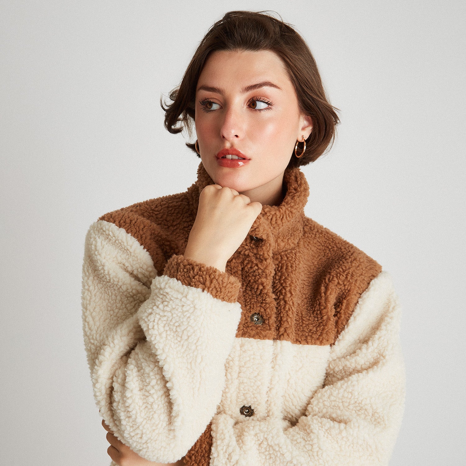 Polerón Sherpa Bicolor Beige