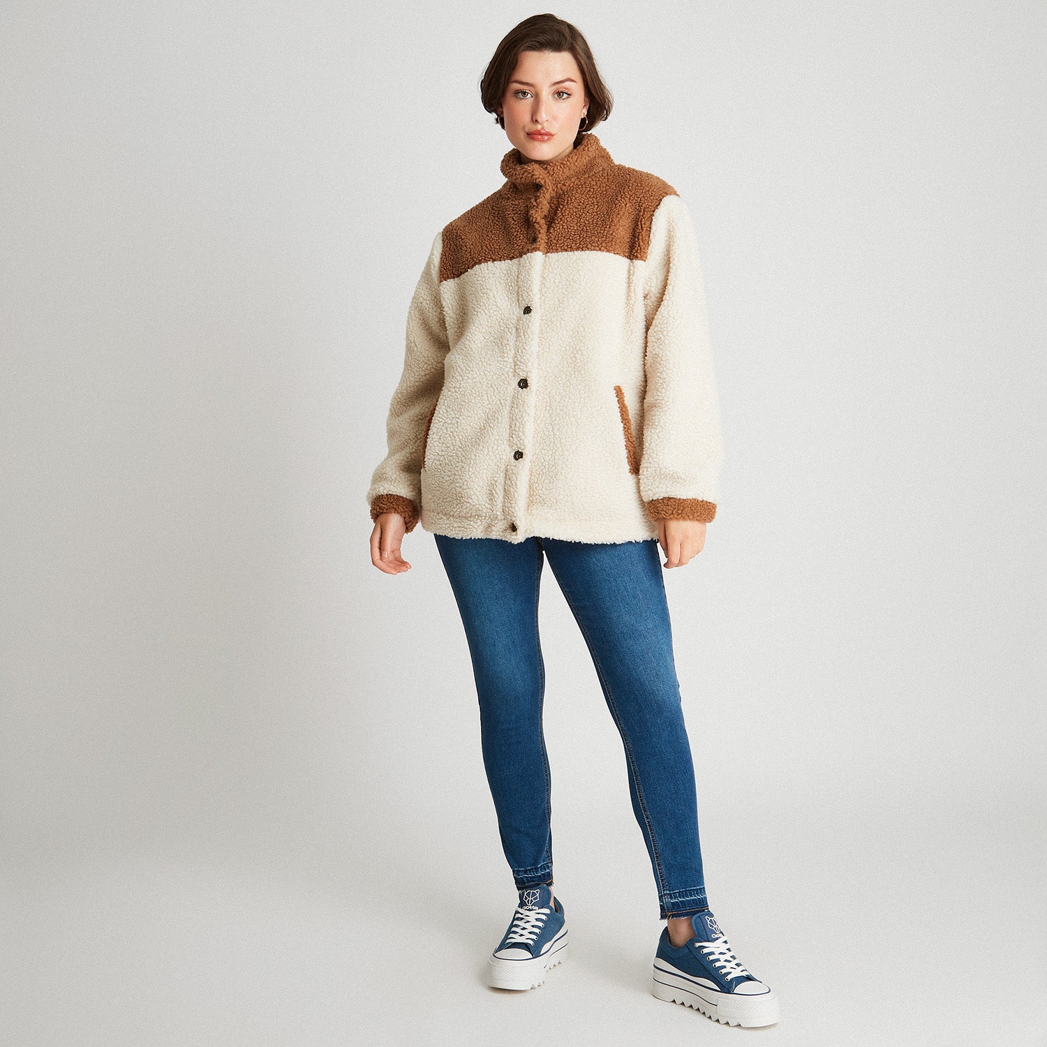 Polerón Sherpa Bicolor Beige