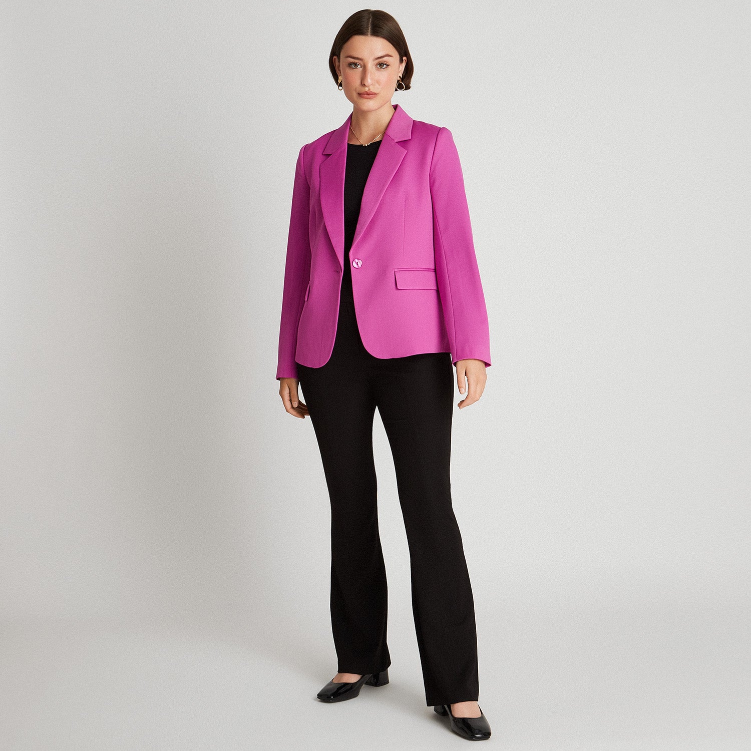 Blazer Manga Larga Un Botón Morado