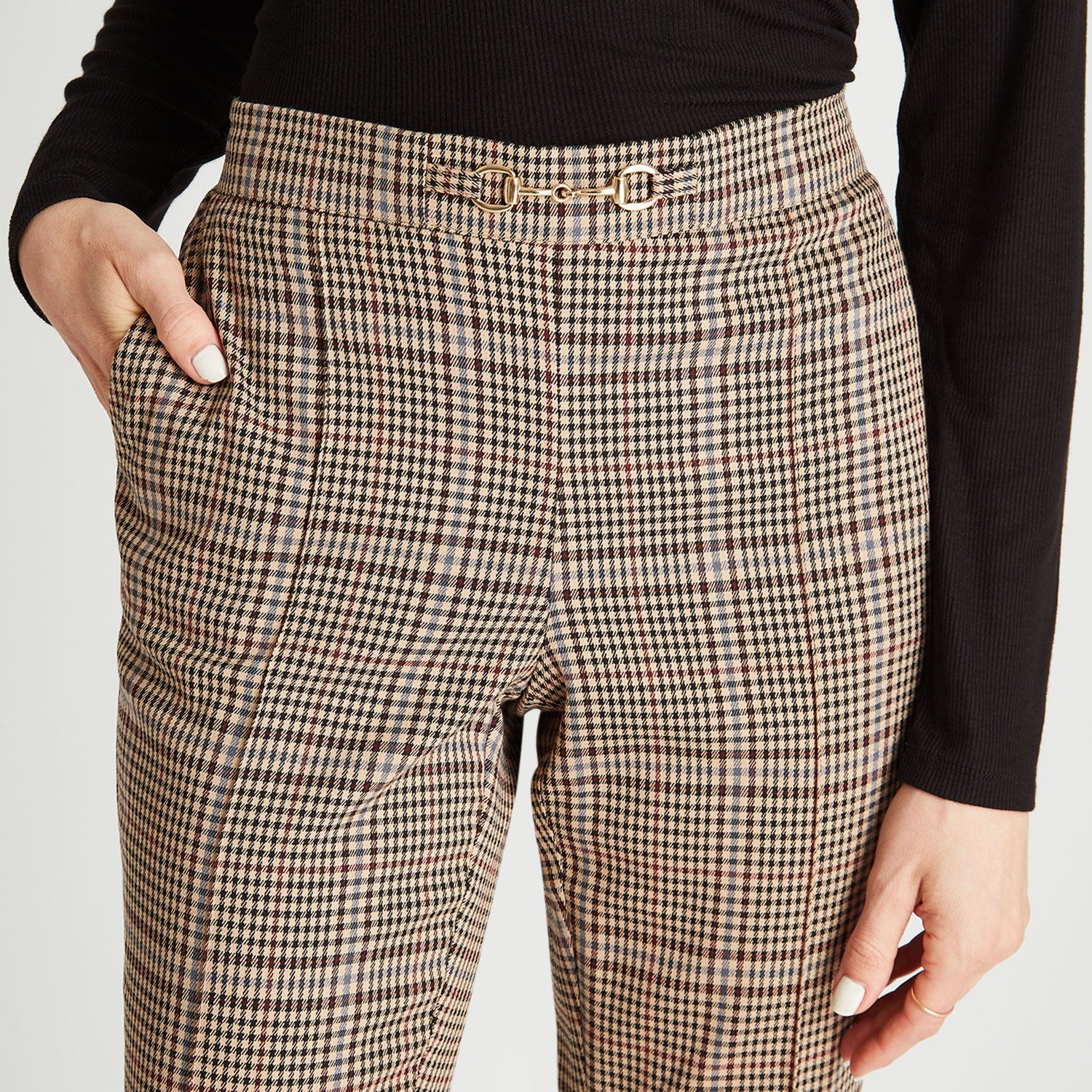 Pantalón Recto Con Pretina Elasticada Camel
