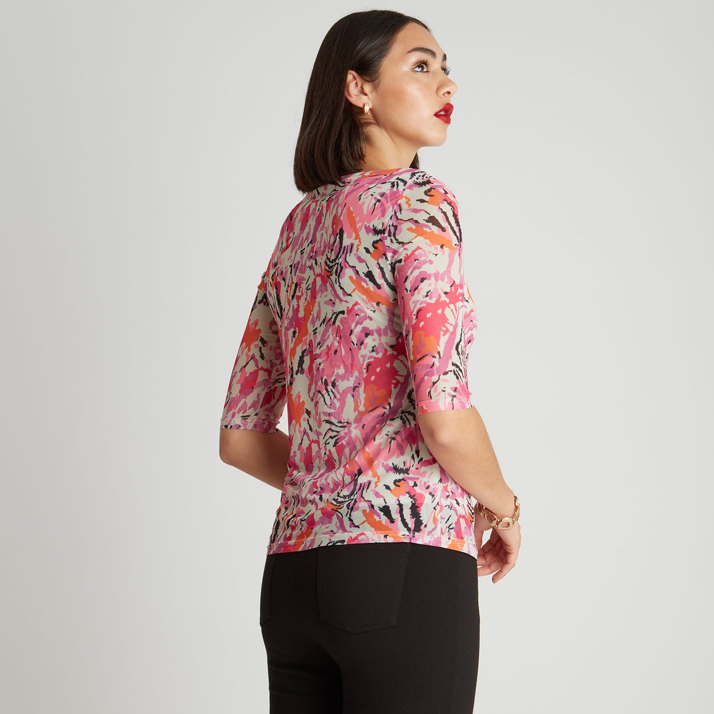 Polera Mesh Manga 3/4 Naranja