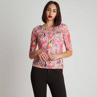 Polera Mesh Manga 3/4 Naranja