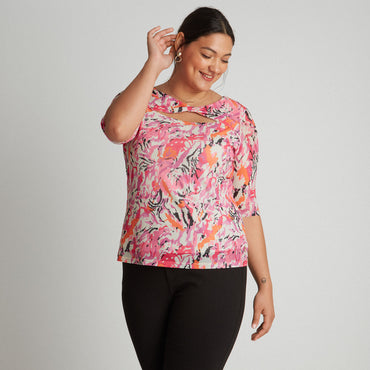 Polera Mesh Manga 3/4 Naranja