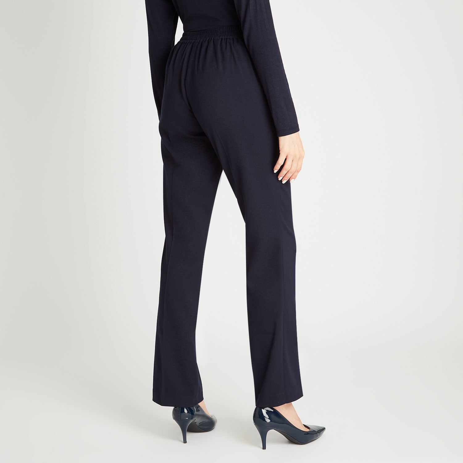 Pantalón Recto Con Pretina Elasticada Azul