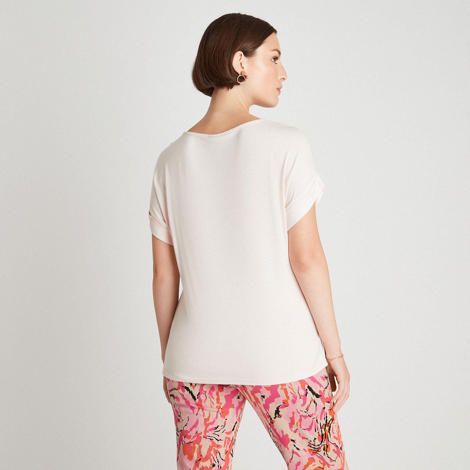 Polera Con Cuello Redondo Mix Fabric Arena