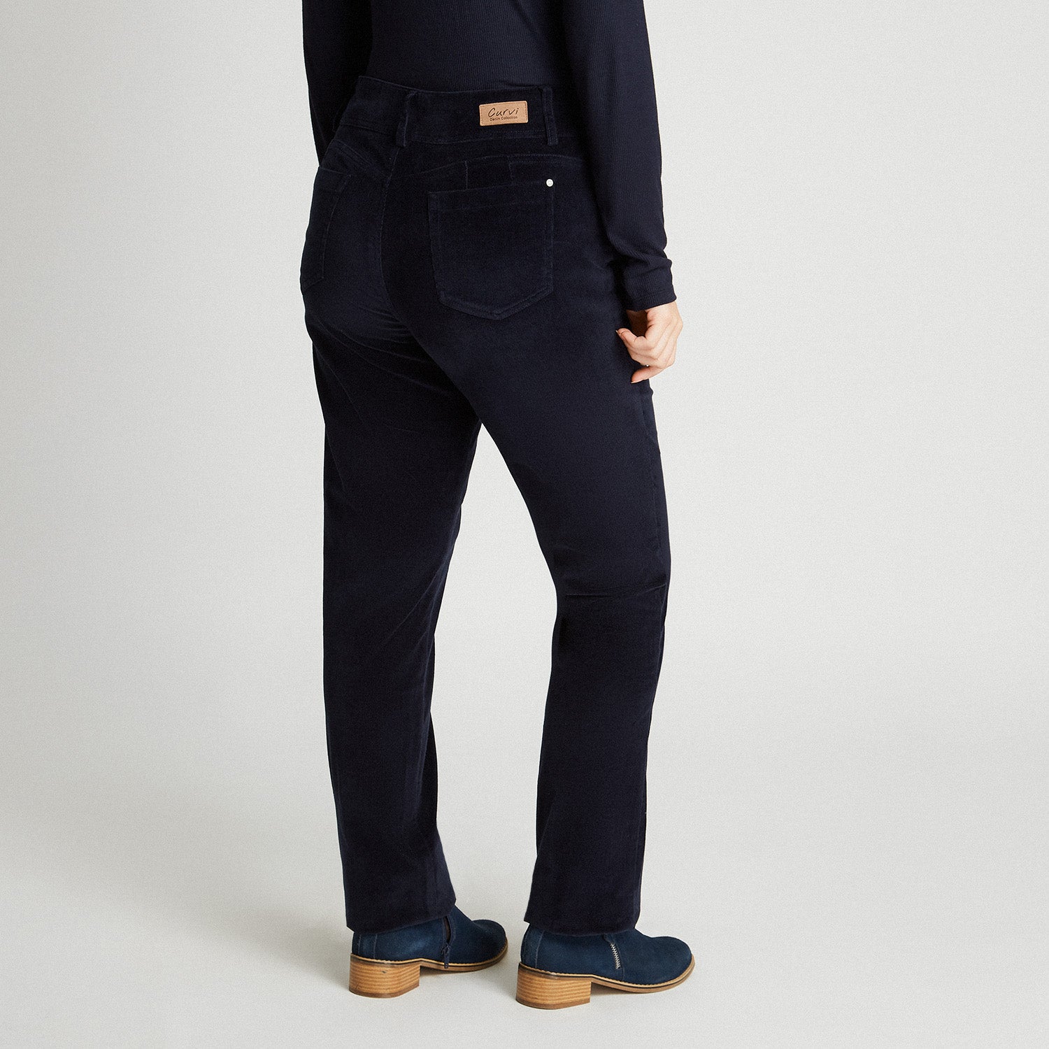 Pantalón De Cotelé Con Push Up y 2 Botones Azul
