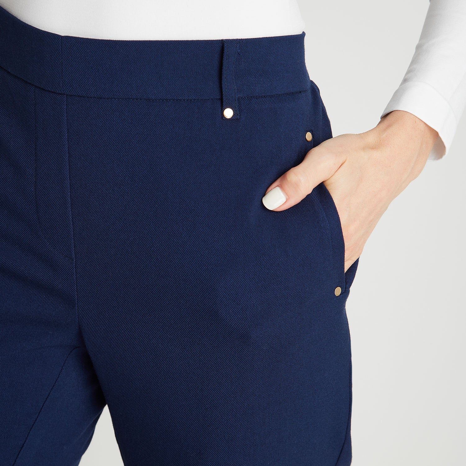 Pantalón Recto Con Pretina Elasticada atrás Azul