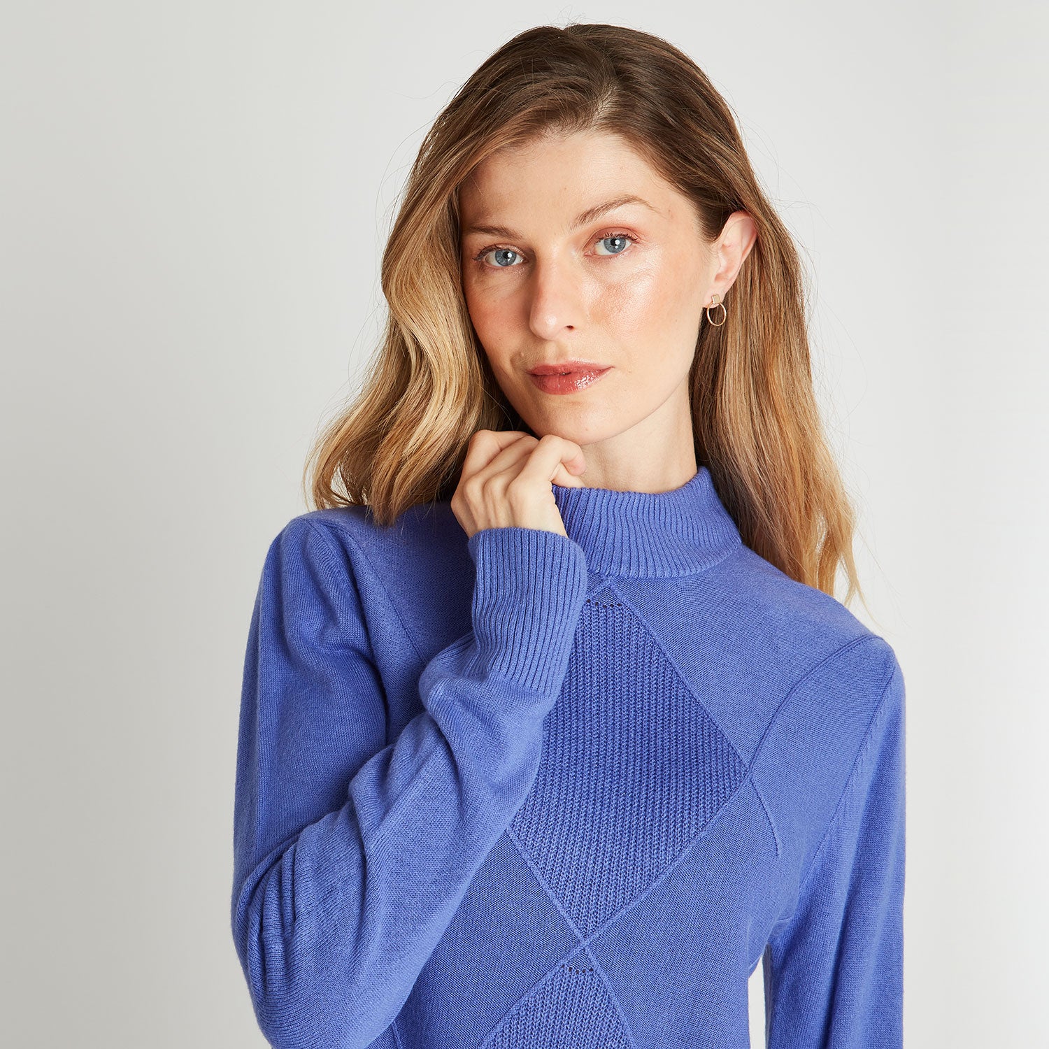 Sweater Cuello Mock Cashmere Like Morado