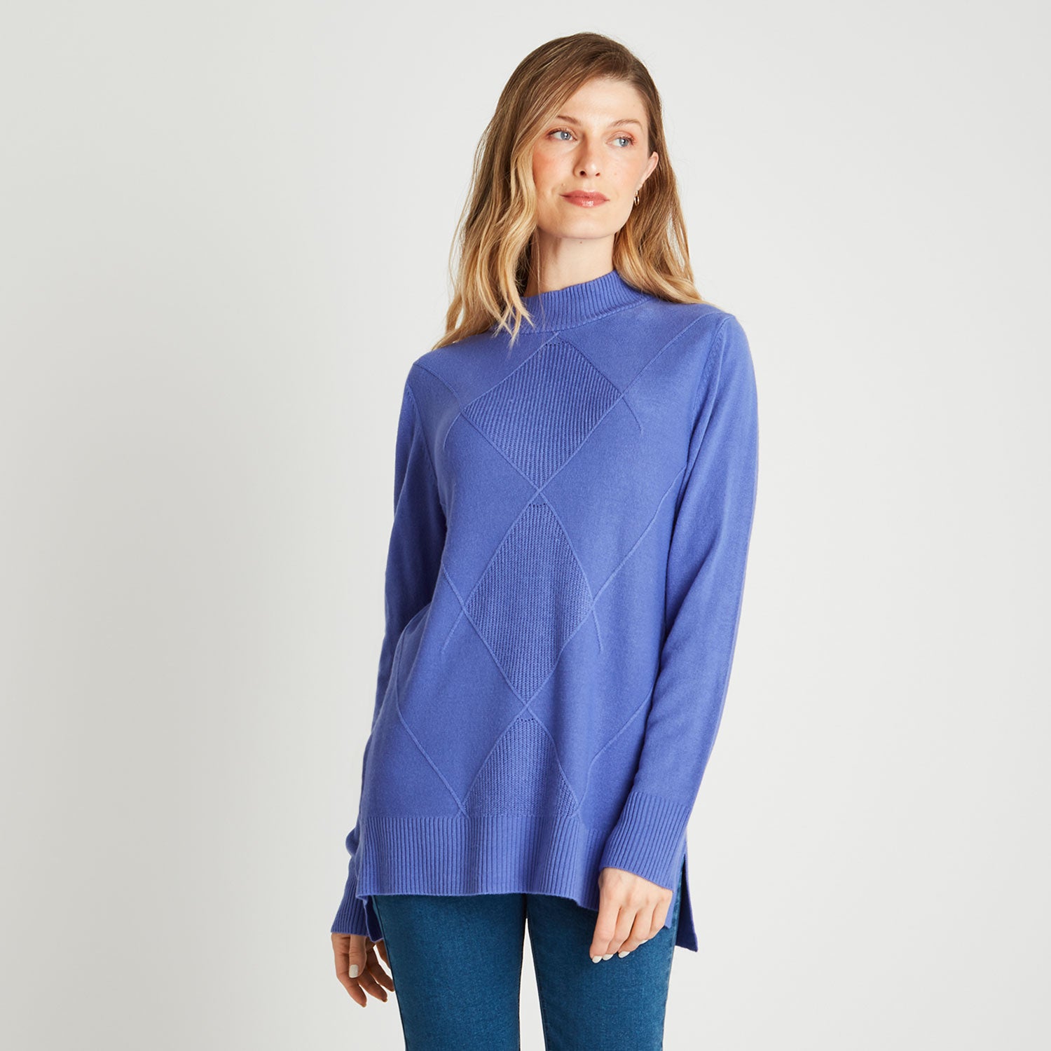 Sweater Cuello Mock Cashmere Like Morado