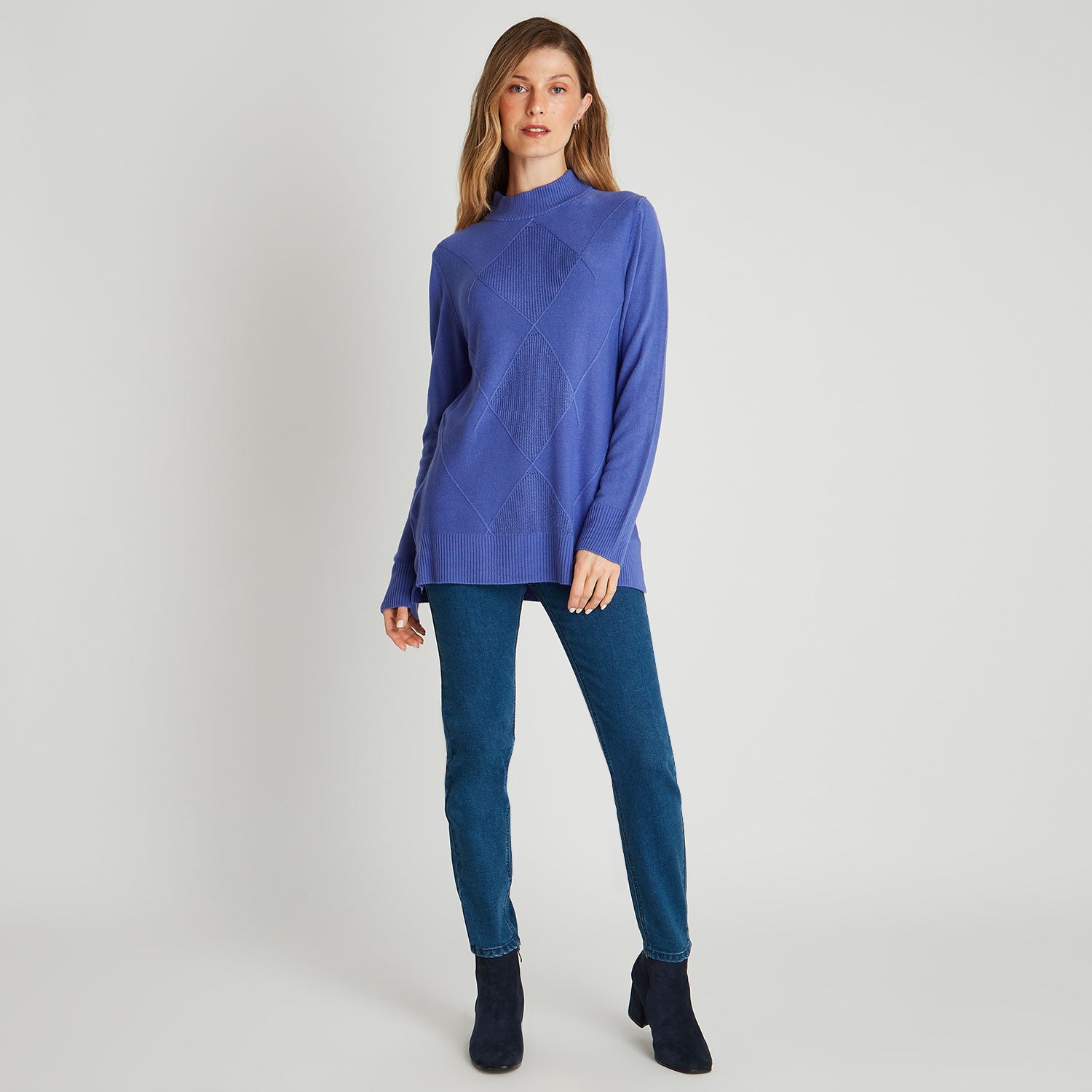 Sweater Cuello Mock Cashmere Like Morado