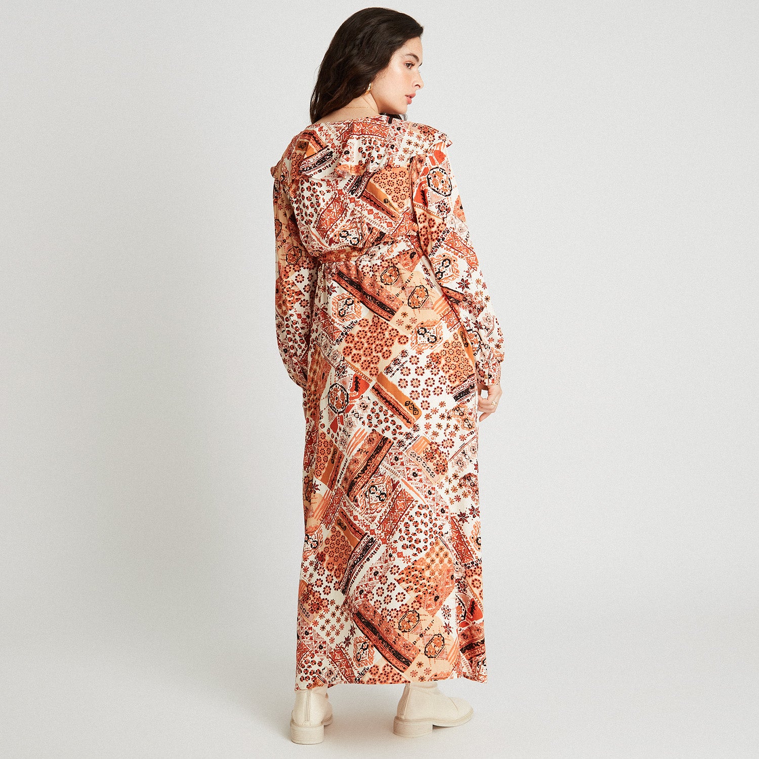 Maxi Terracota Vestido Estampado Lúrex - Lorenzo di Pontti