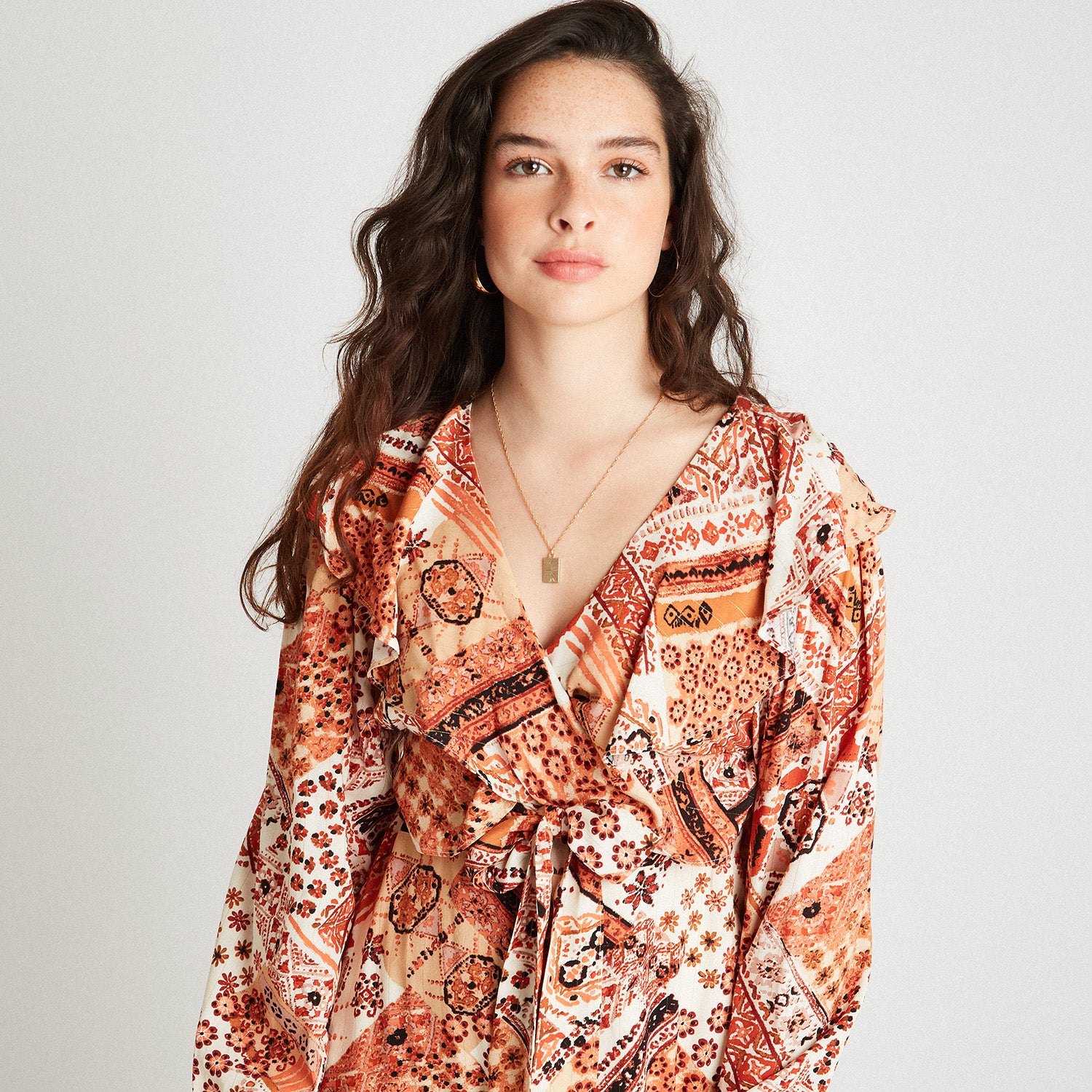 Maxi Terracota Vestido Estampado Lúrex - Lorenzo di Pontti