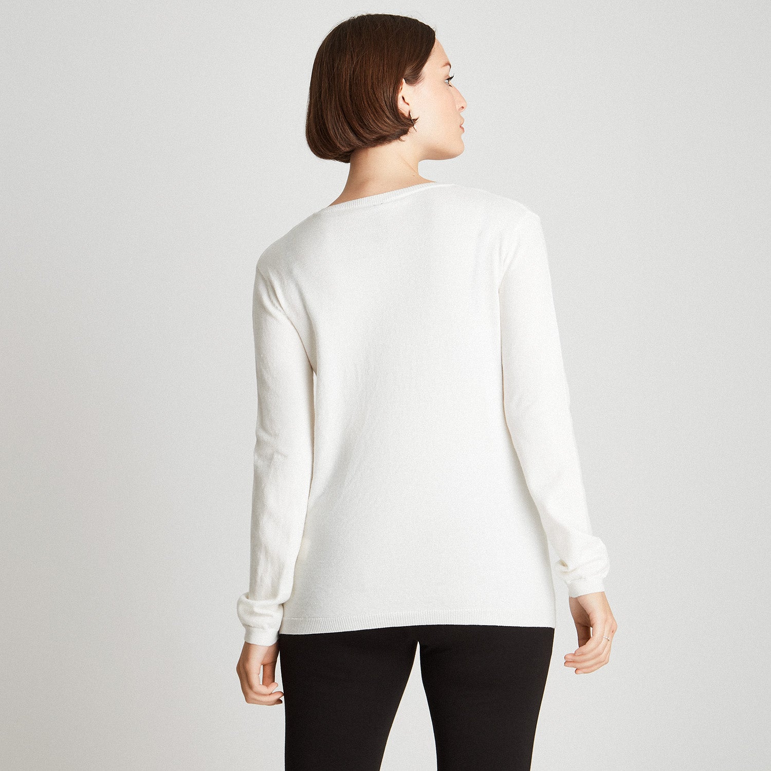 Sweater de Lurex Cuello  en V Blanco