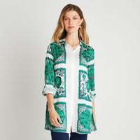 Blusón Manga Larga Con Roll Up Verde