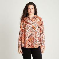 Blusón Terracota High Low Estampado - Lorenzo di Pontti
