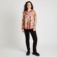 Blusón Terracota High Low Estampado - Lorenzo di Pontti