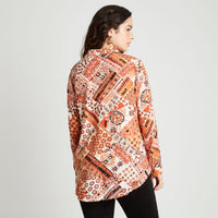 Blusón Terracota High Low Estampado - Lorenzo di Pontti