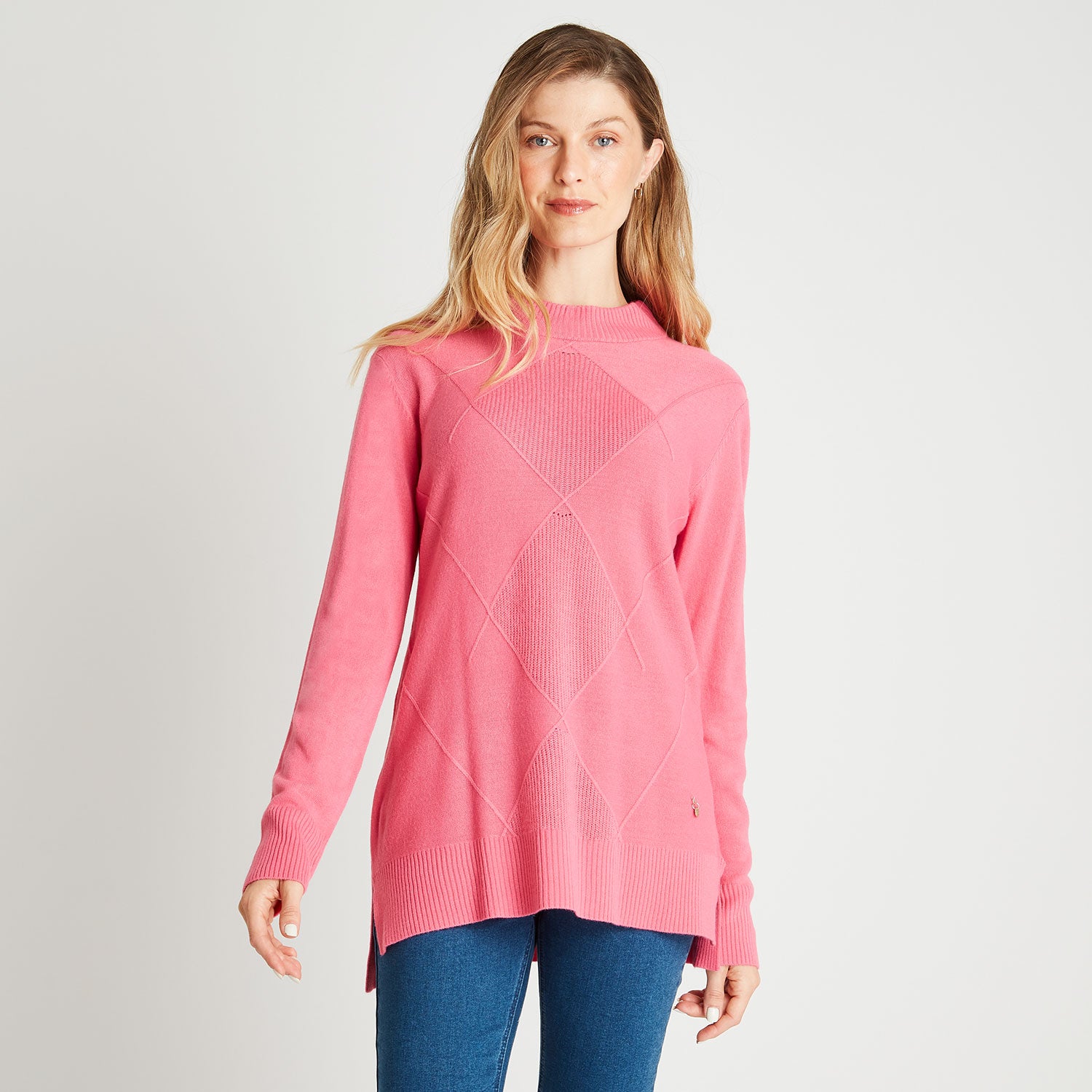 Sweater Cuello Mock Cashmere Like Fucsia