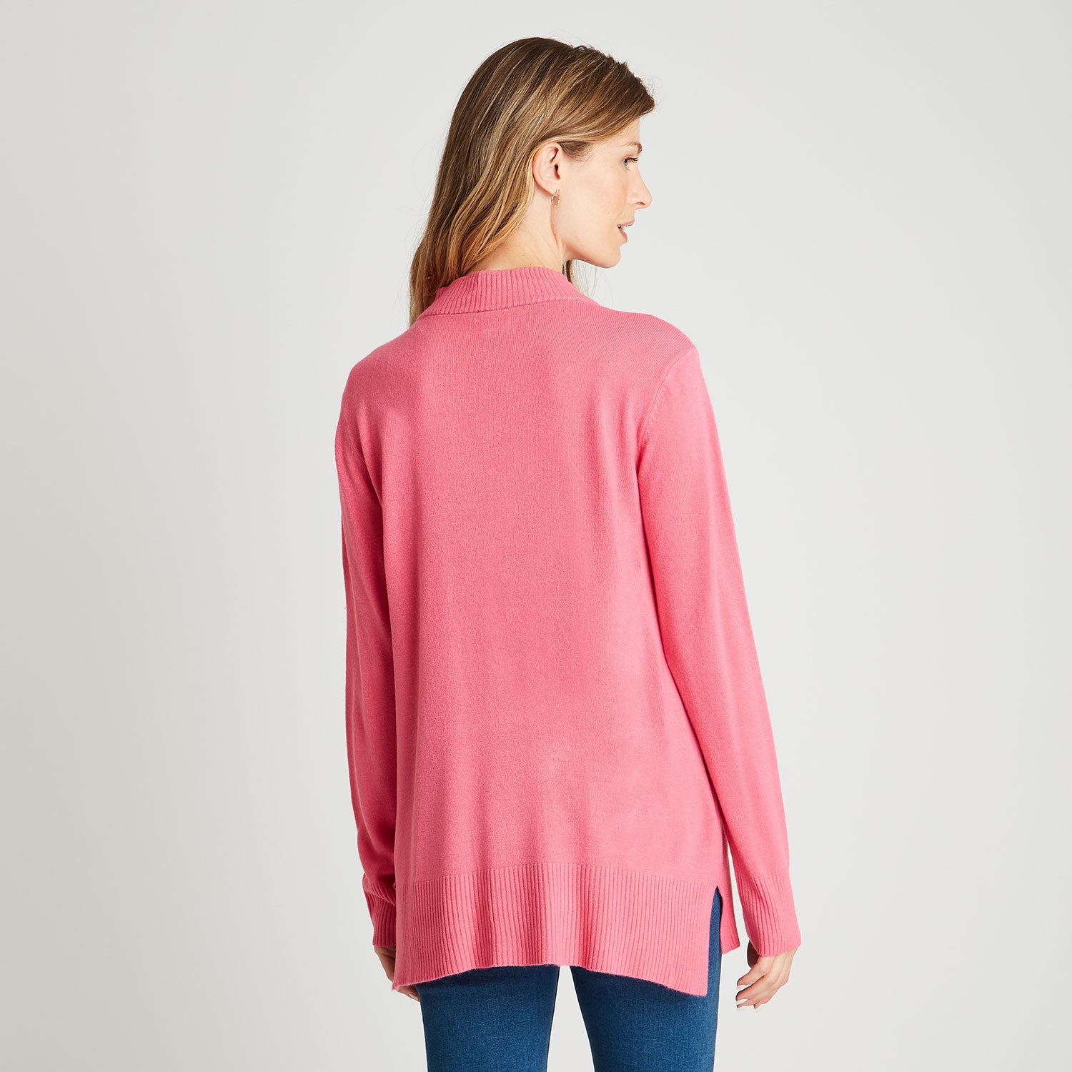 Sweater Cuello Mock Cashmere Like Fucsia