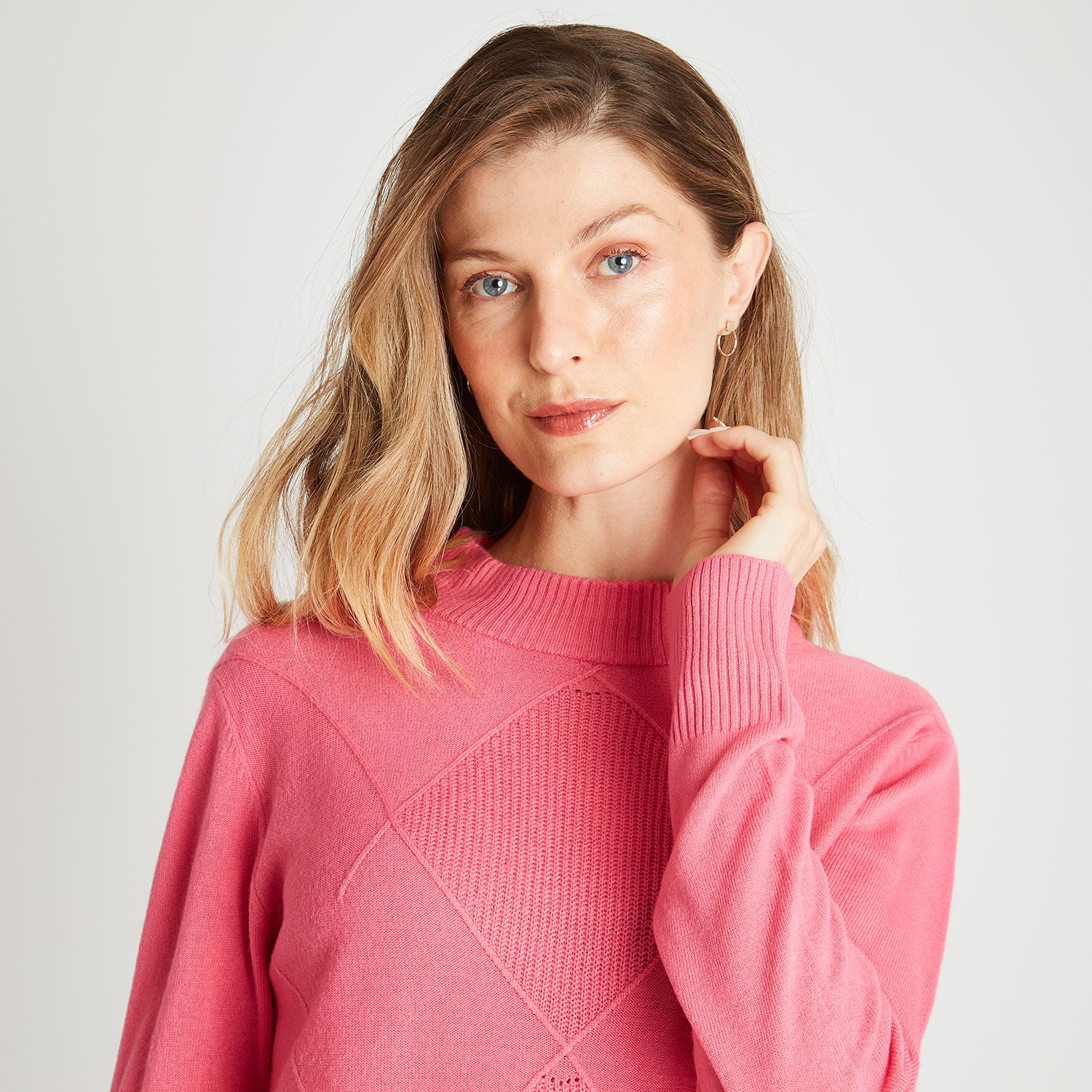 Sweater Cuello Mock Cashmere Like Fucsia