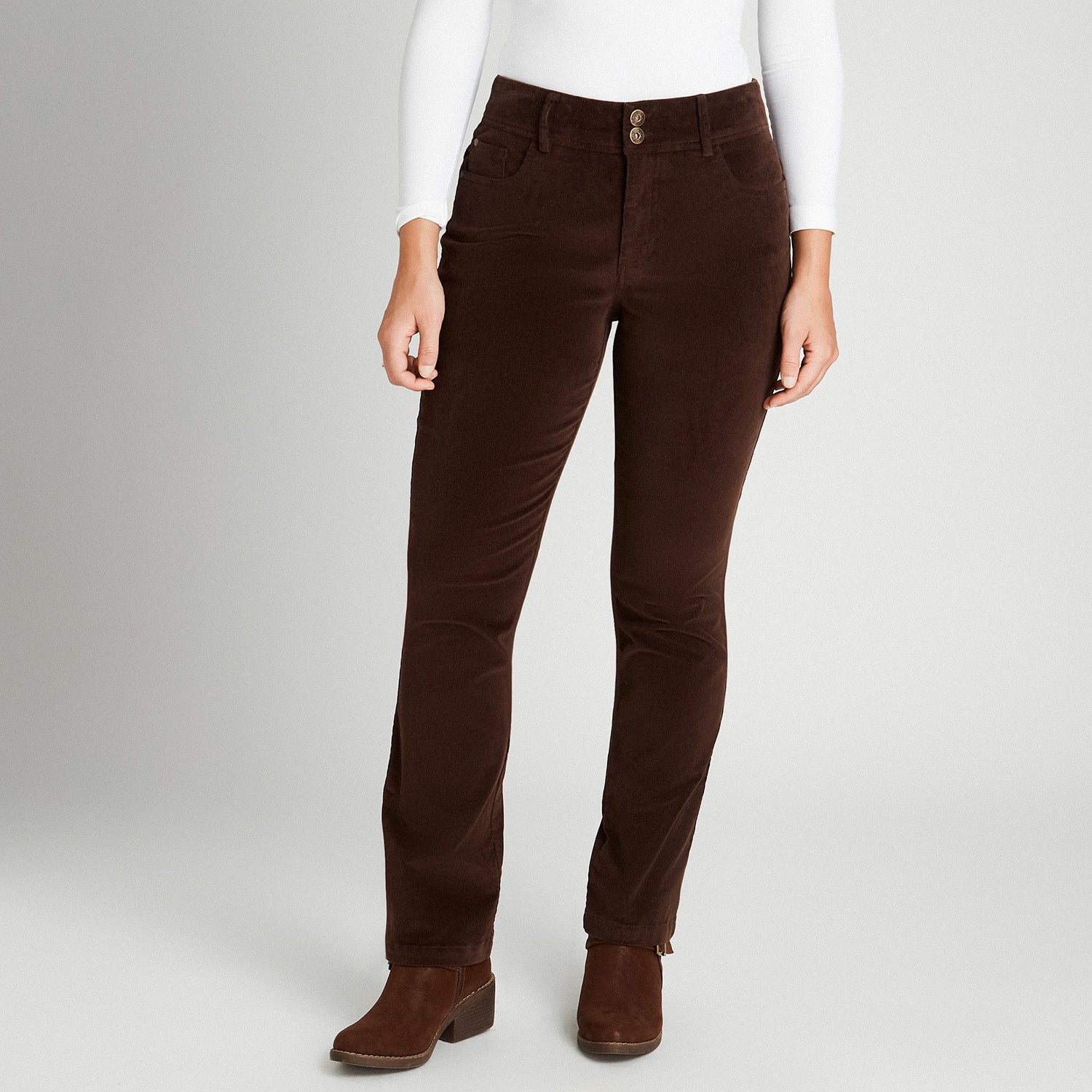 Pantalón De Cotele Con Push Up y 2 Botones Café