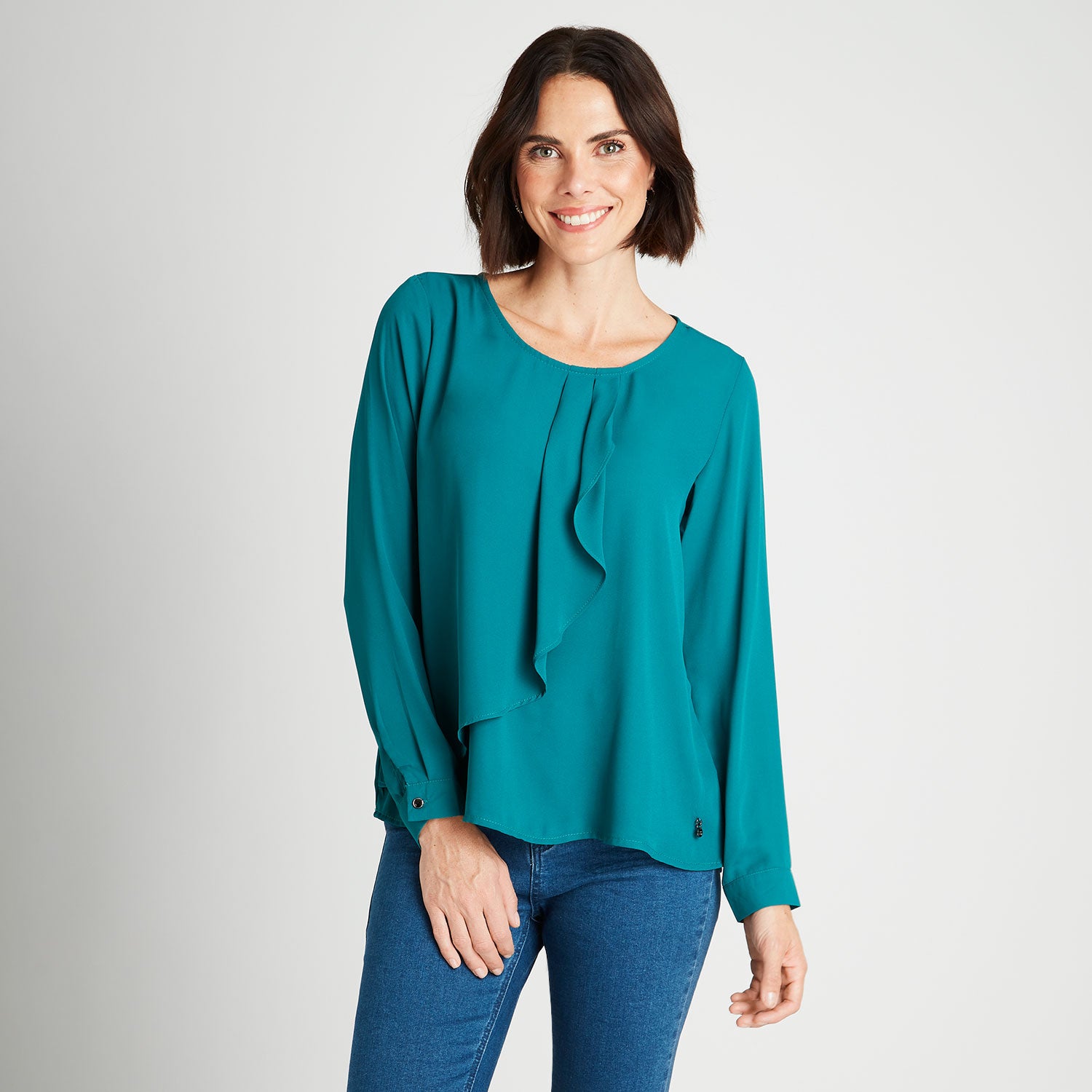 Blusa Con Capa Azul Petróleo