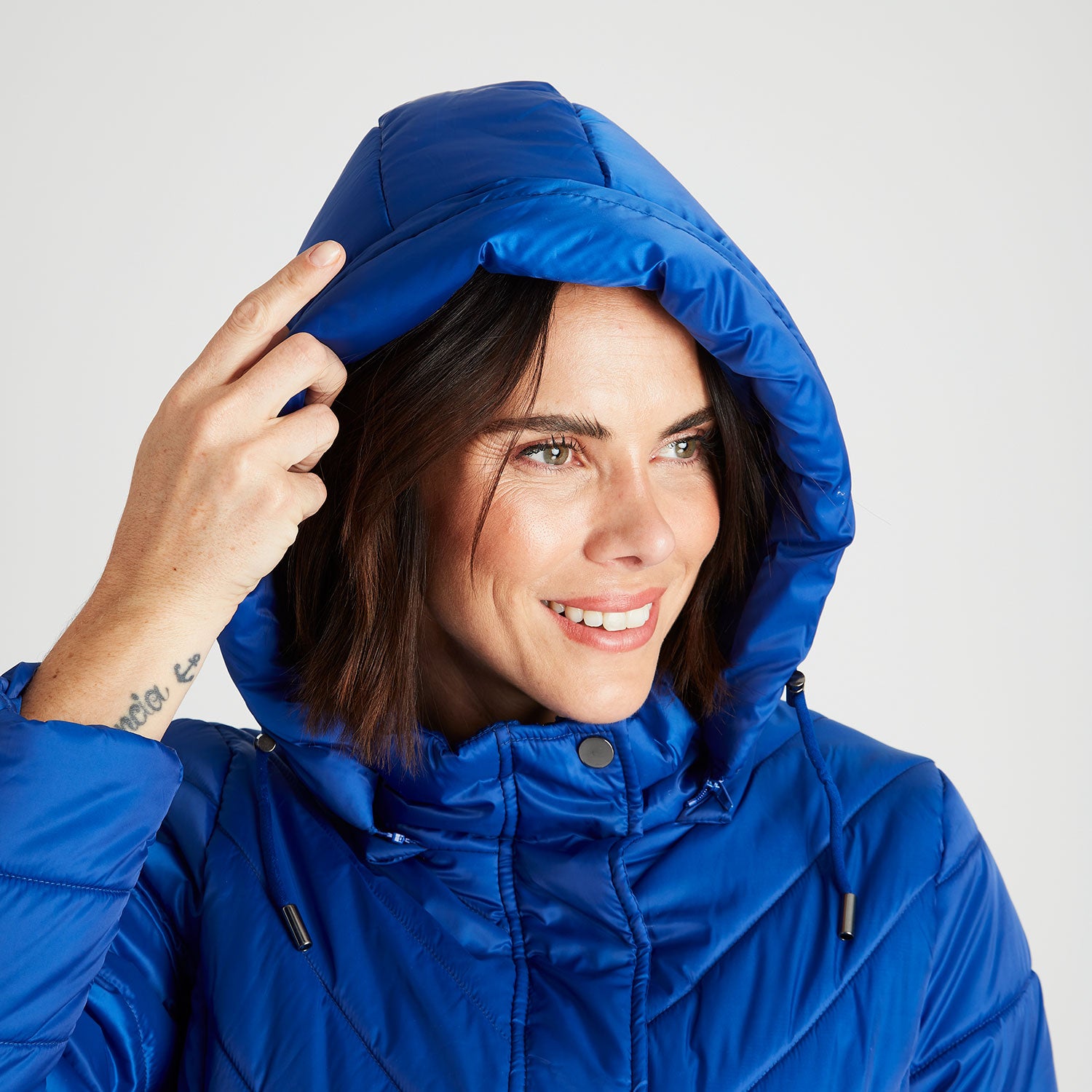 Parka Larga Con Gorro Desmontable Azul Cielo