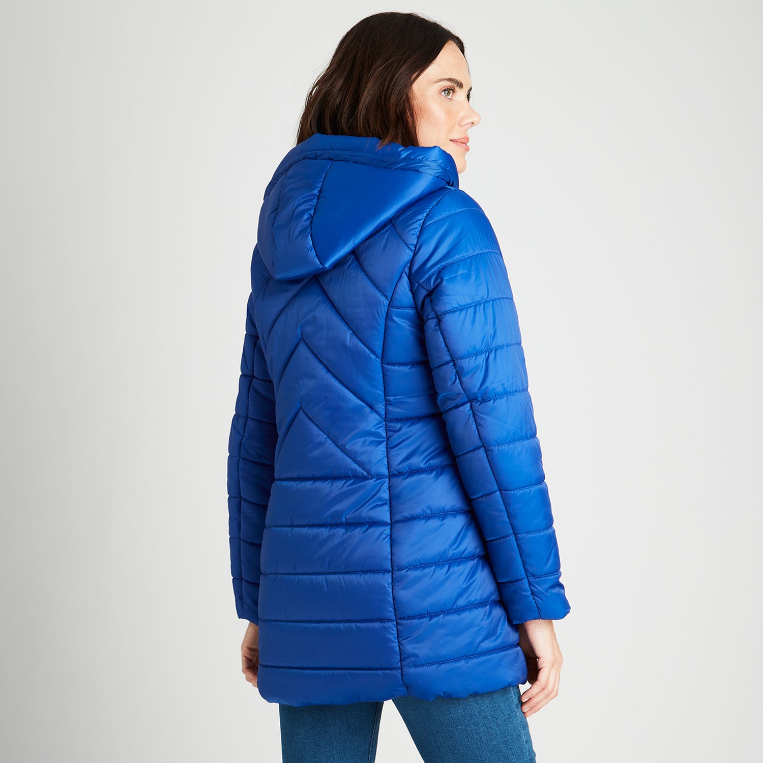 Parka Larga Con Gorro Desmontable Azul Cielo