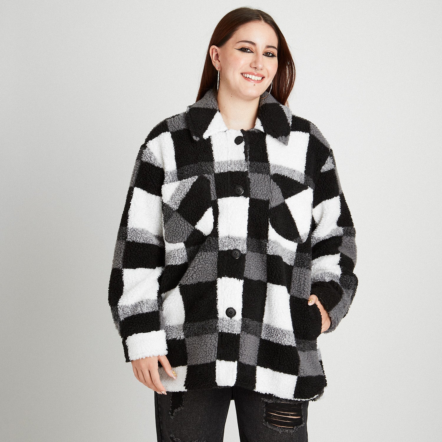 Chaqueta Sherpa Negro