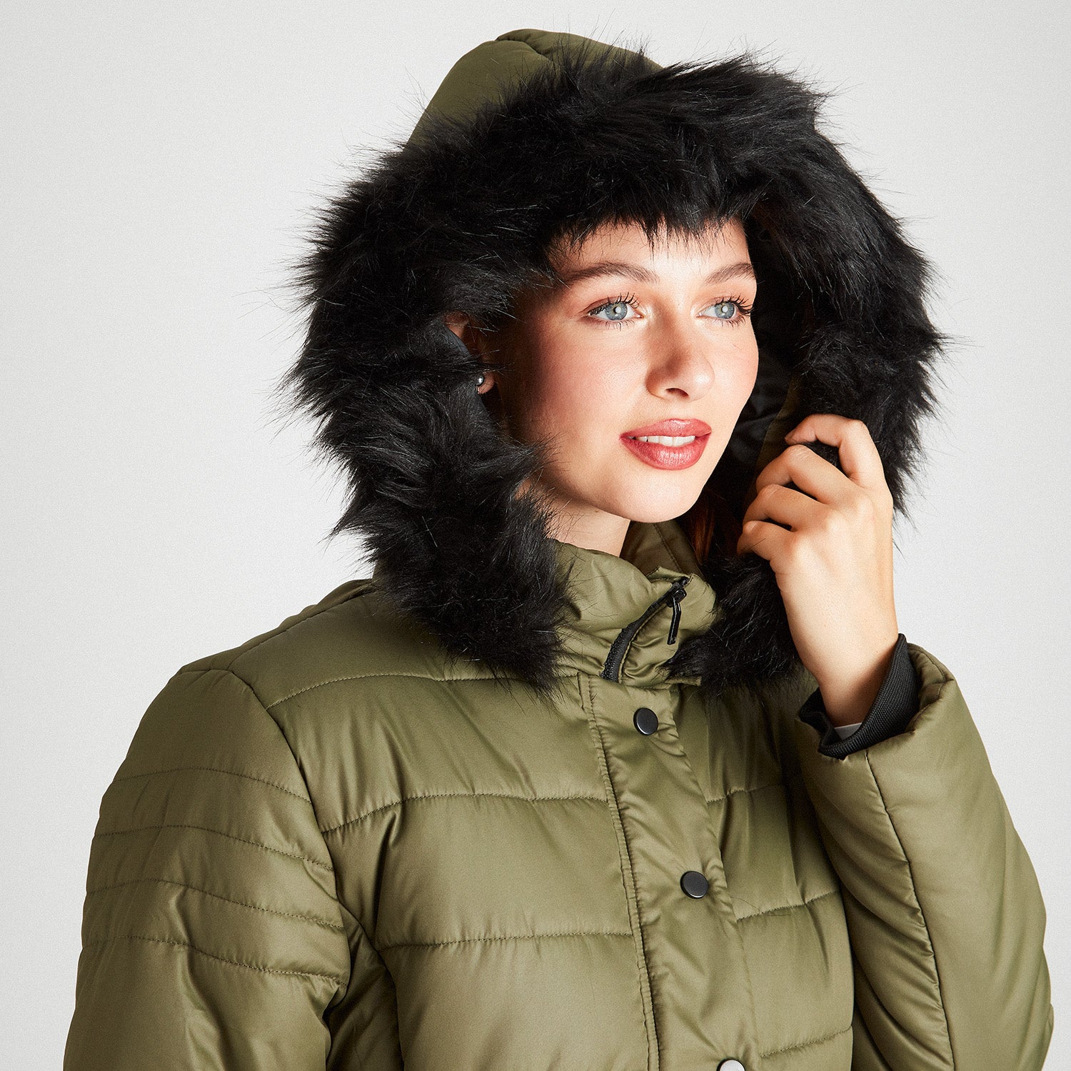 Parka Con Gorro Y Detalle En Cintura Verde