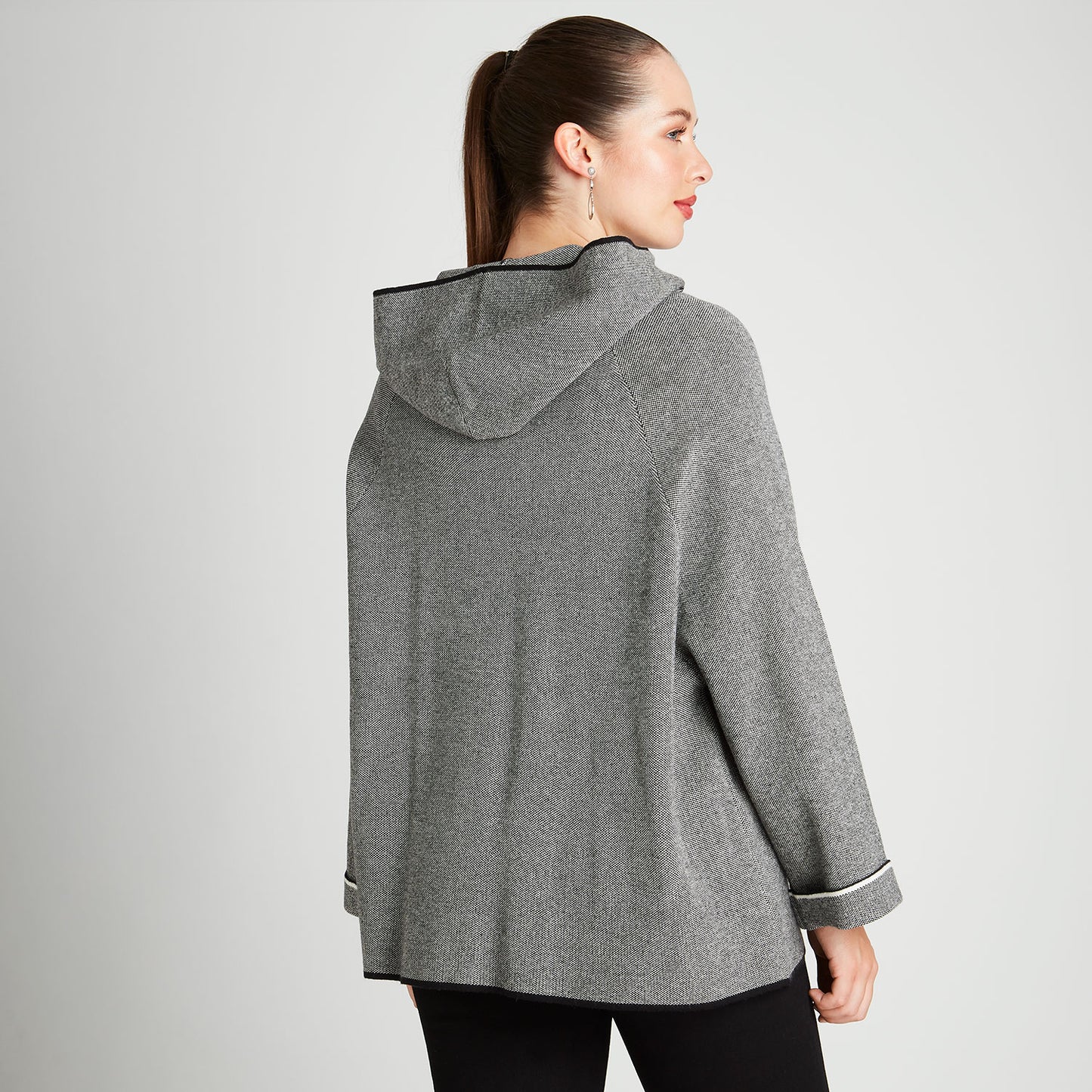 Poncho Gris Manga Larga Gorro - Lorenzo di Pontti