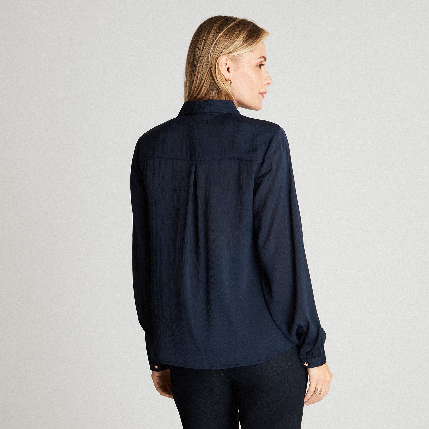 Blusa Azul Cuello Camisero