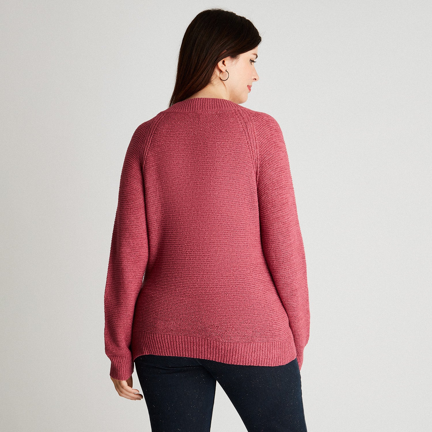 Sweater Magenta Manga Larga Cuello V