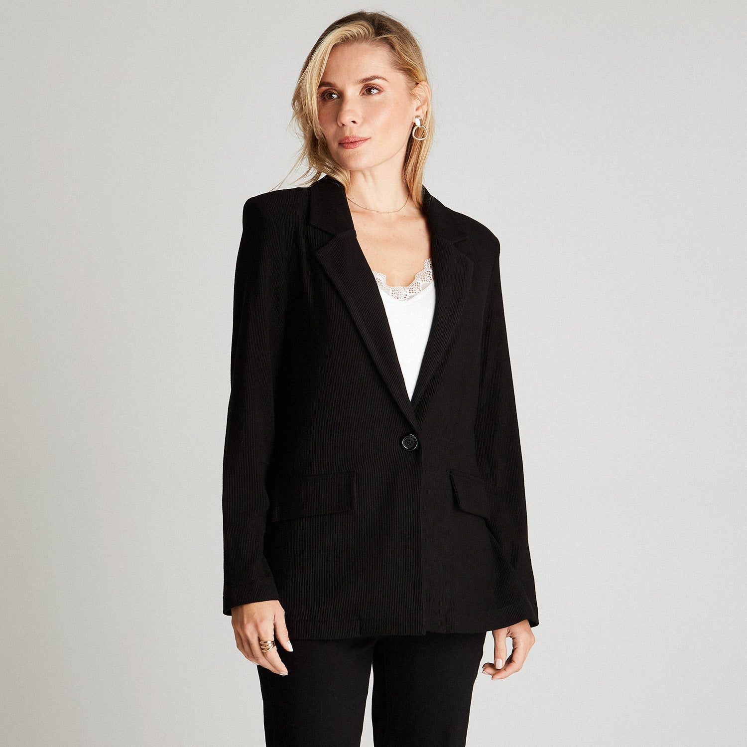 Blazer Elastizado Manga Larga Negro