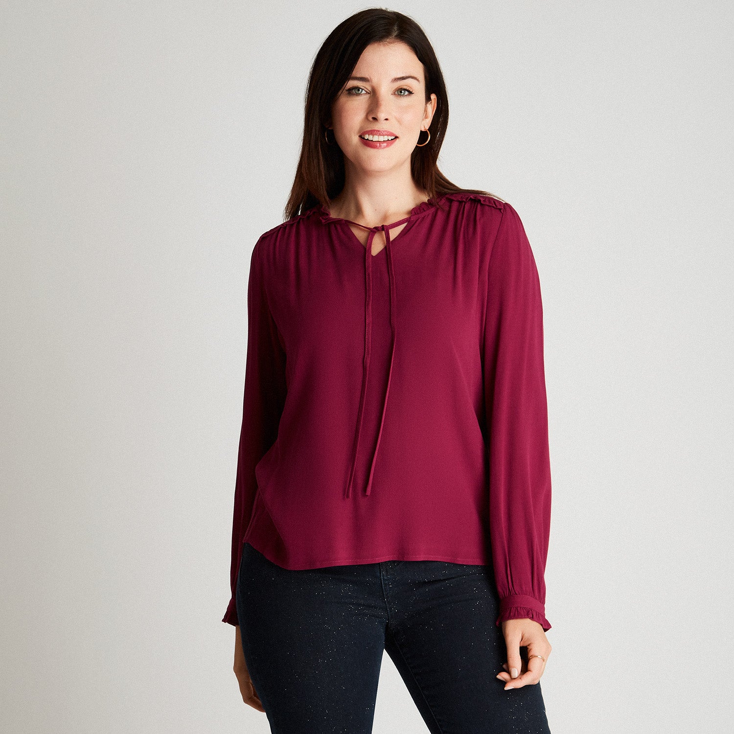 Blusa Magenta Manga Larga