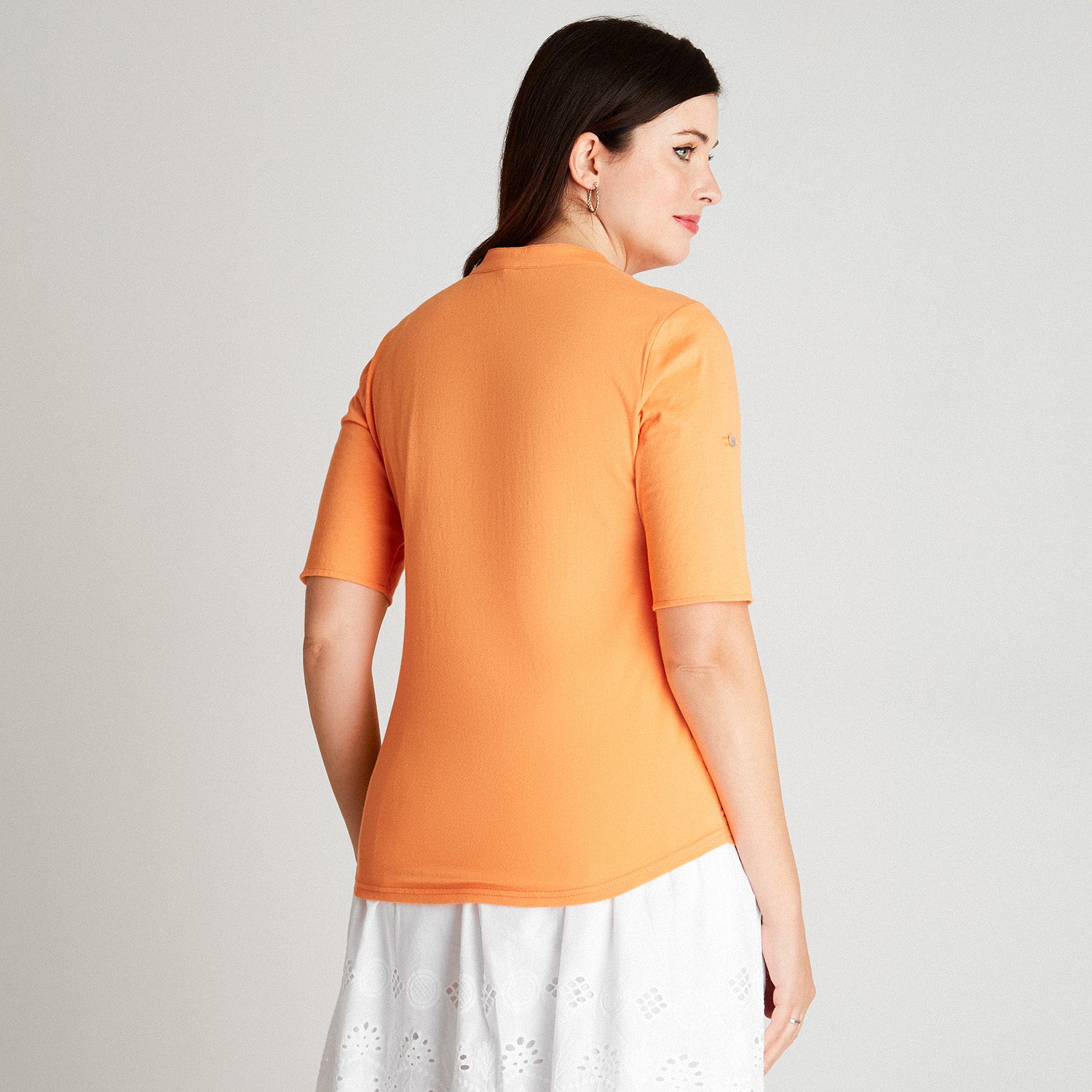 Blusa Naranja Cuello Mao