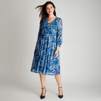 Vestido Azul Midi Manga Larga - Lorenzo di Pontti