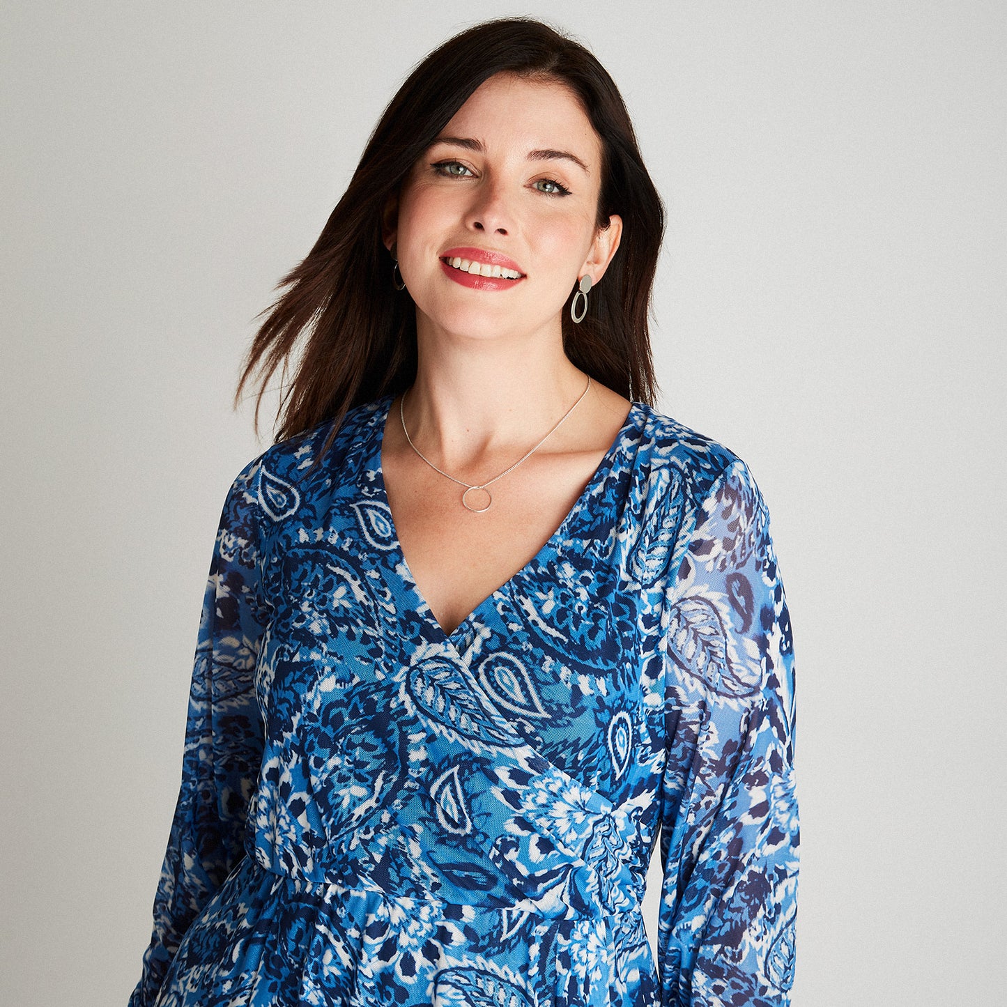 Vestido Azul Midi Manga Larga - Lorenzo di Pontti