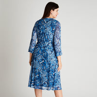 Vestido Azul Midi Manga Larga - Lorenzo di Pontti