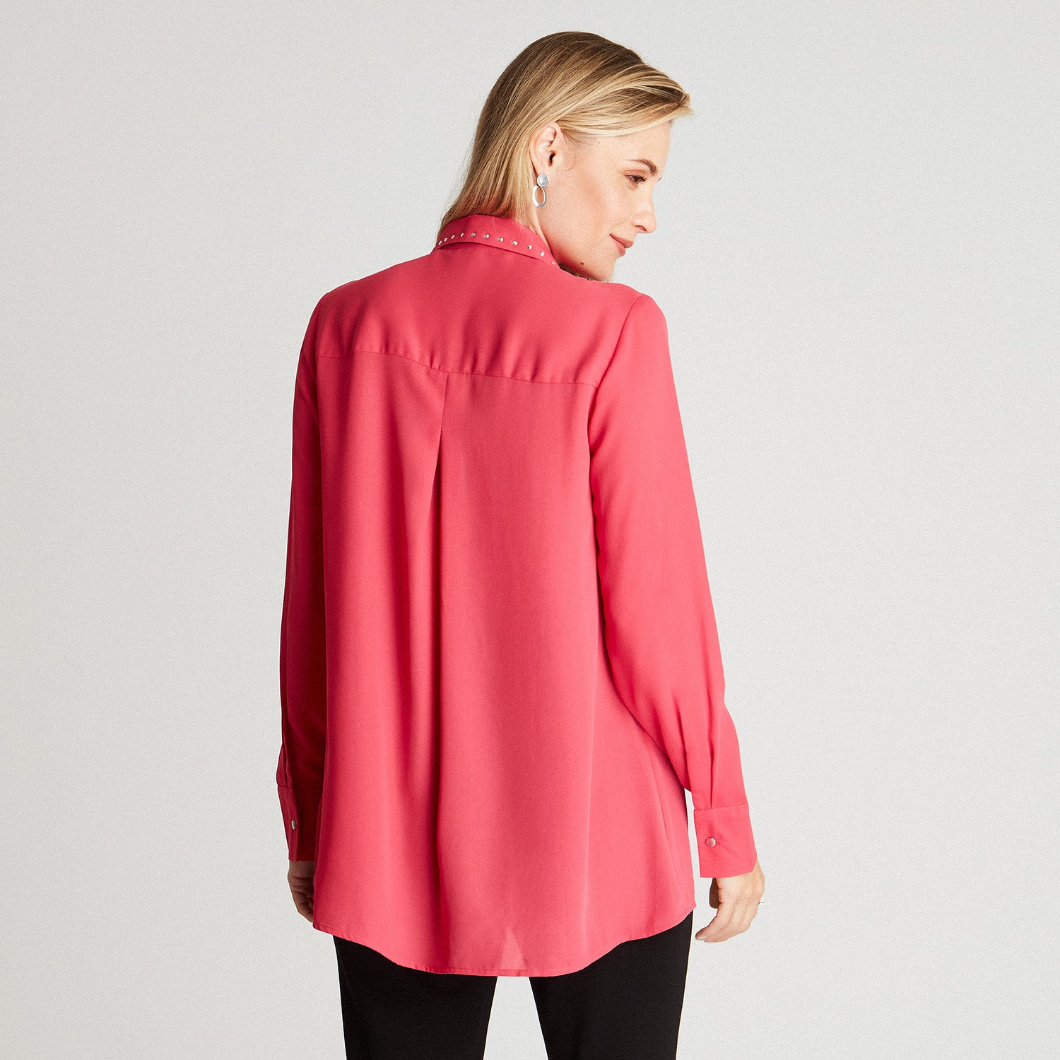 Blusa Fucsia Cuello Camisero